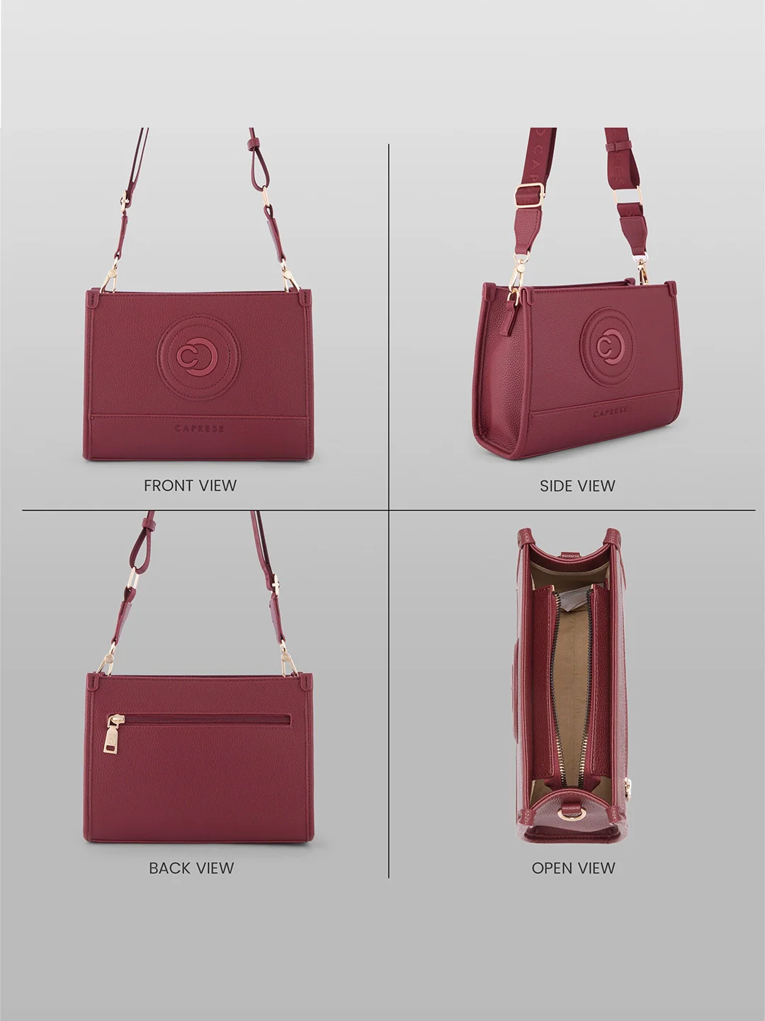 Caprese Suite Medium Bordeaux Sling Bag - Image 9