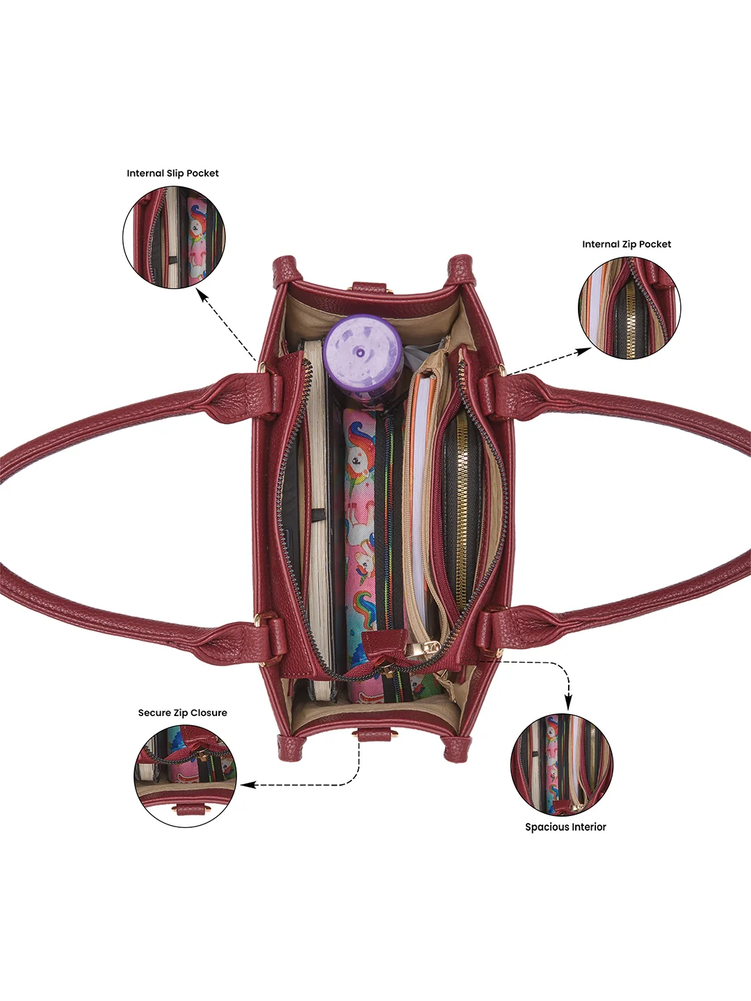 Caprese Suite Medium Bordeaux Tote Bag - Image 4