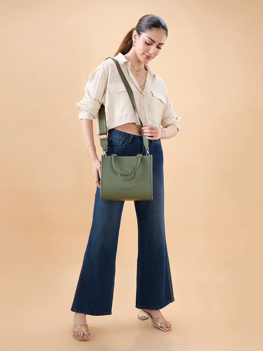 Caprese Suite Medium Olive Tote Bag - Image 10