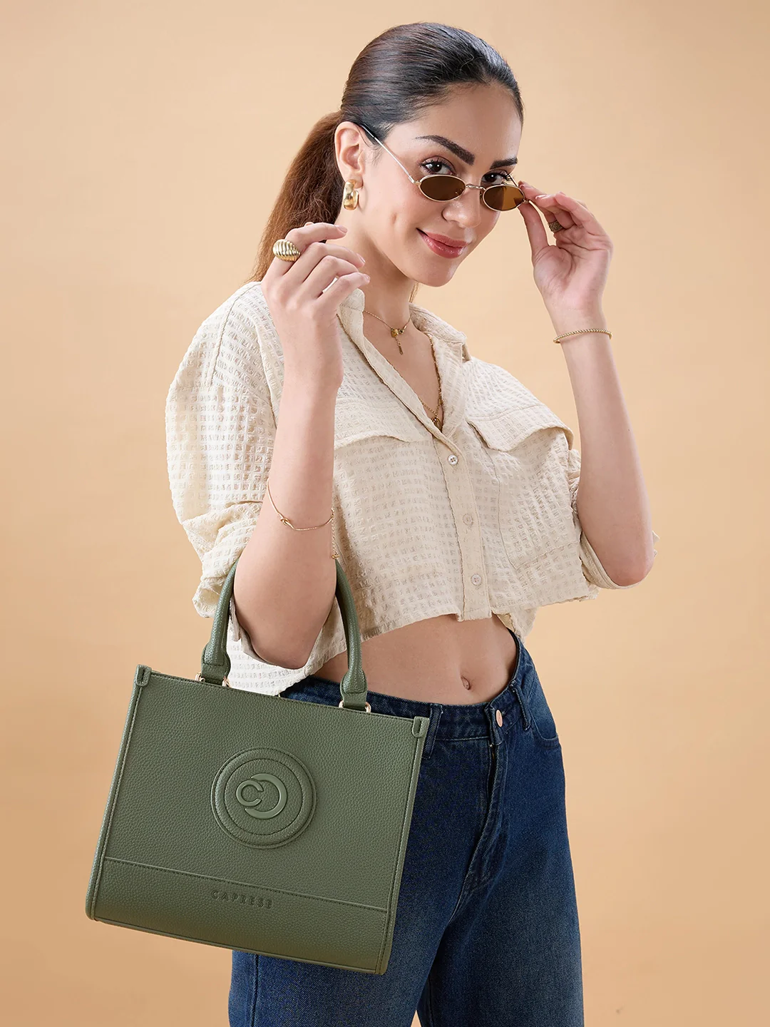 Caprese Suite Medium Olive Tote Bag - Image 2