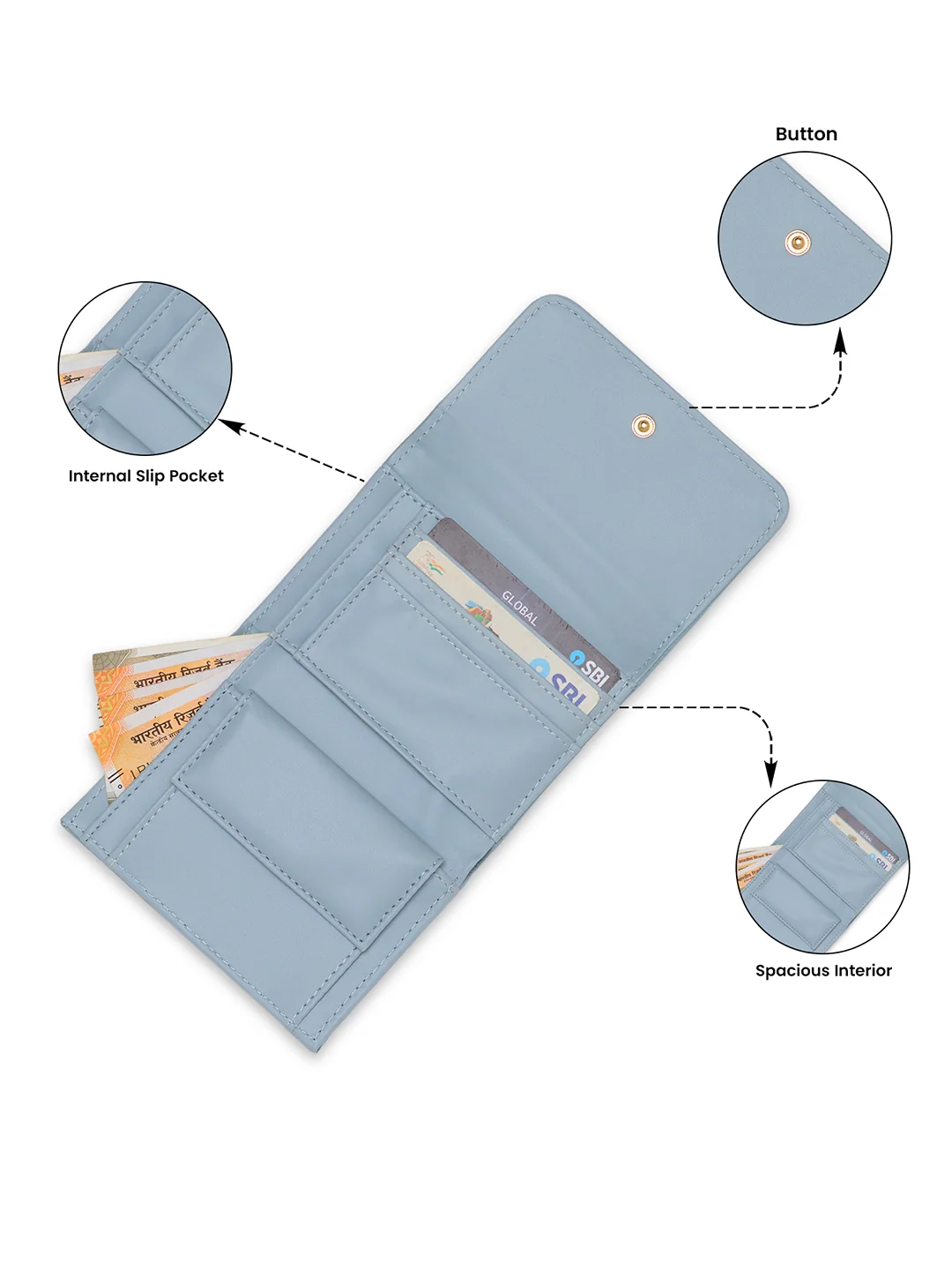 Caprese Suite Medium Powder Blue Wallet - Image 4