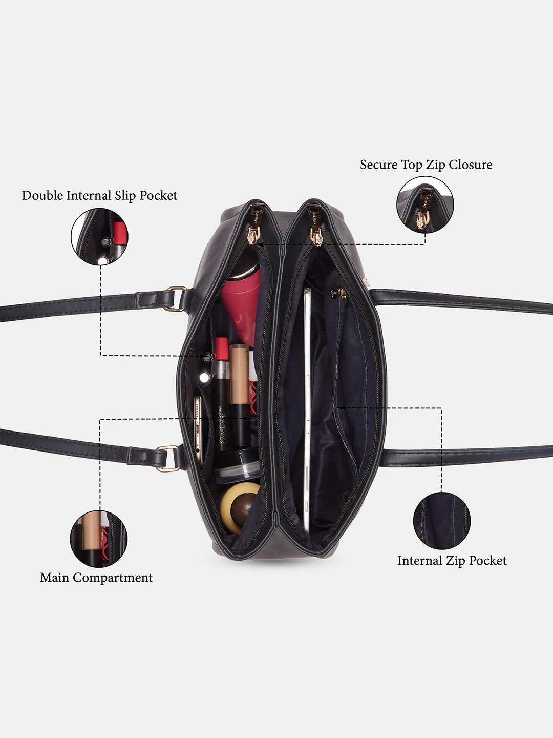 Caprese Sunny Medium Black Tote Bag - Image 7