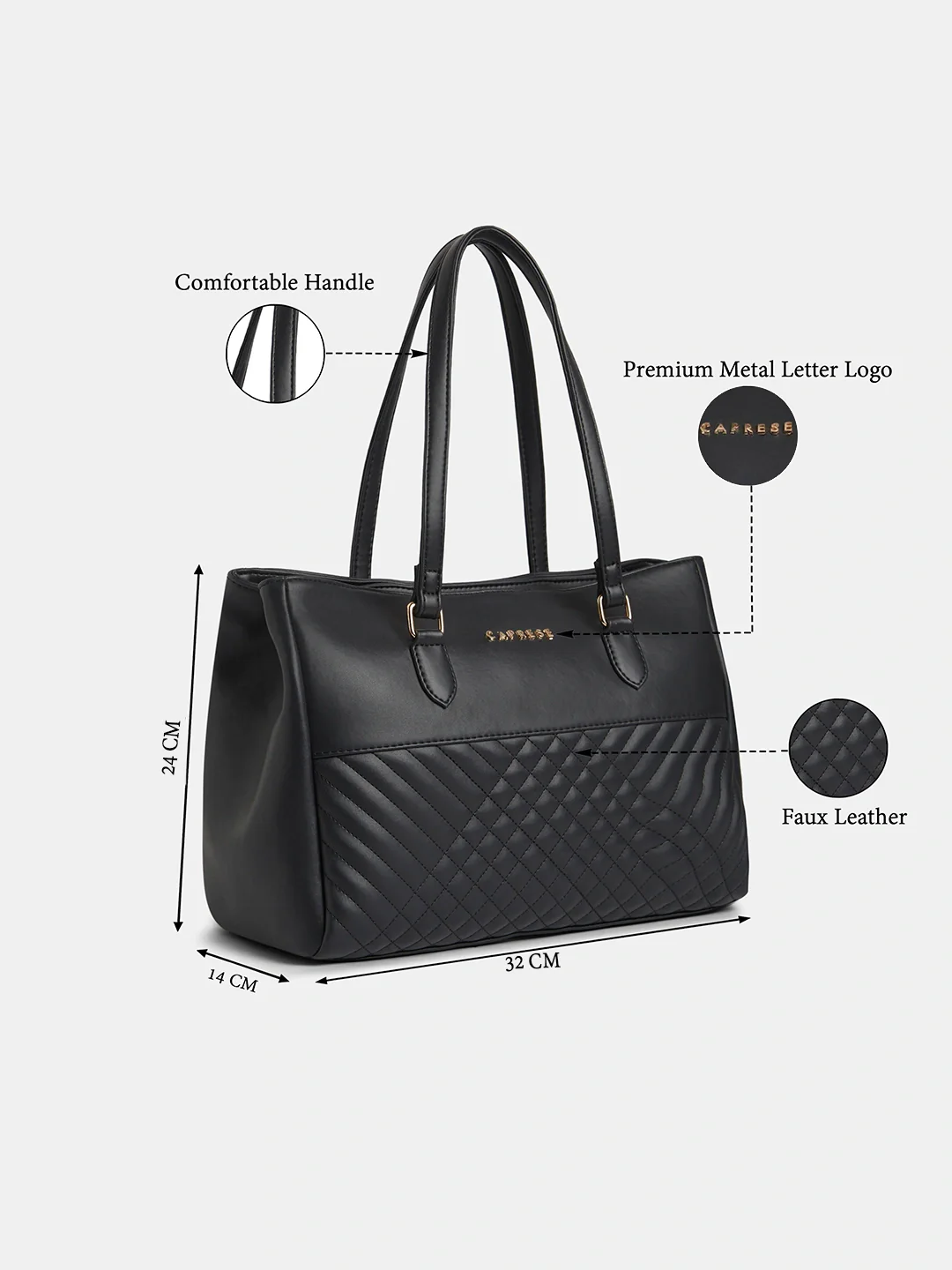 Caprese Sunny Medium Black Tote Bag - Image 8