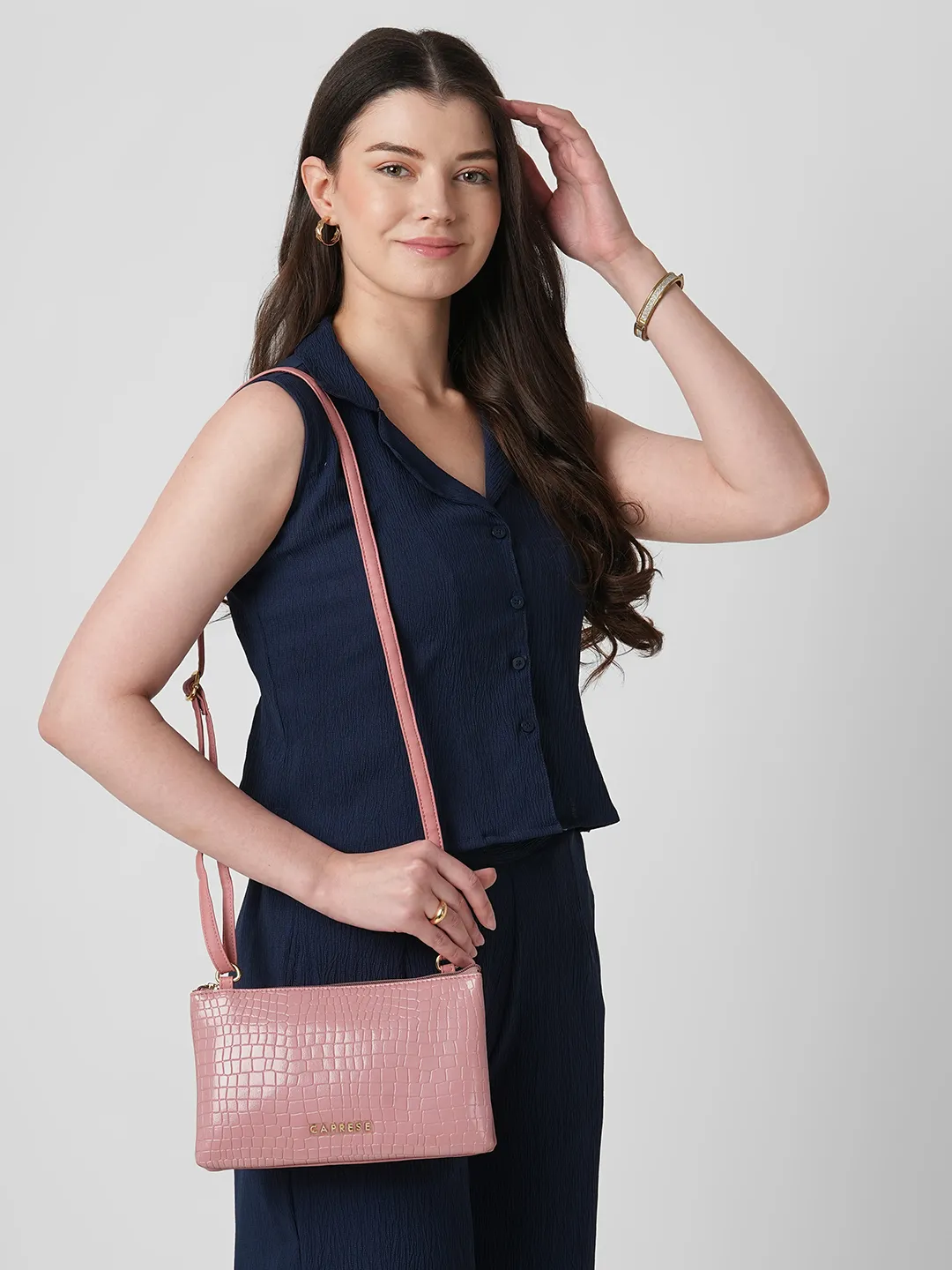Caprese Suzie Small Powder Pink Sling Bag - Image 2