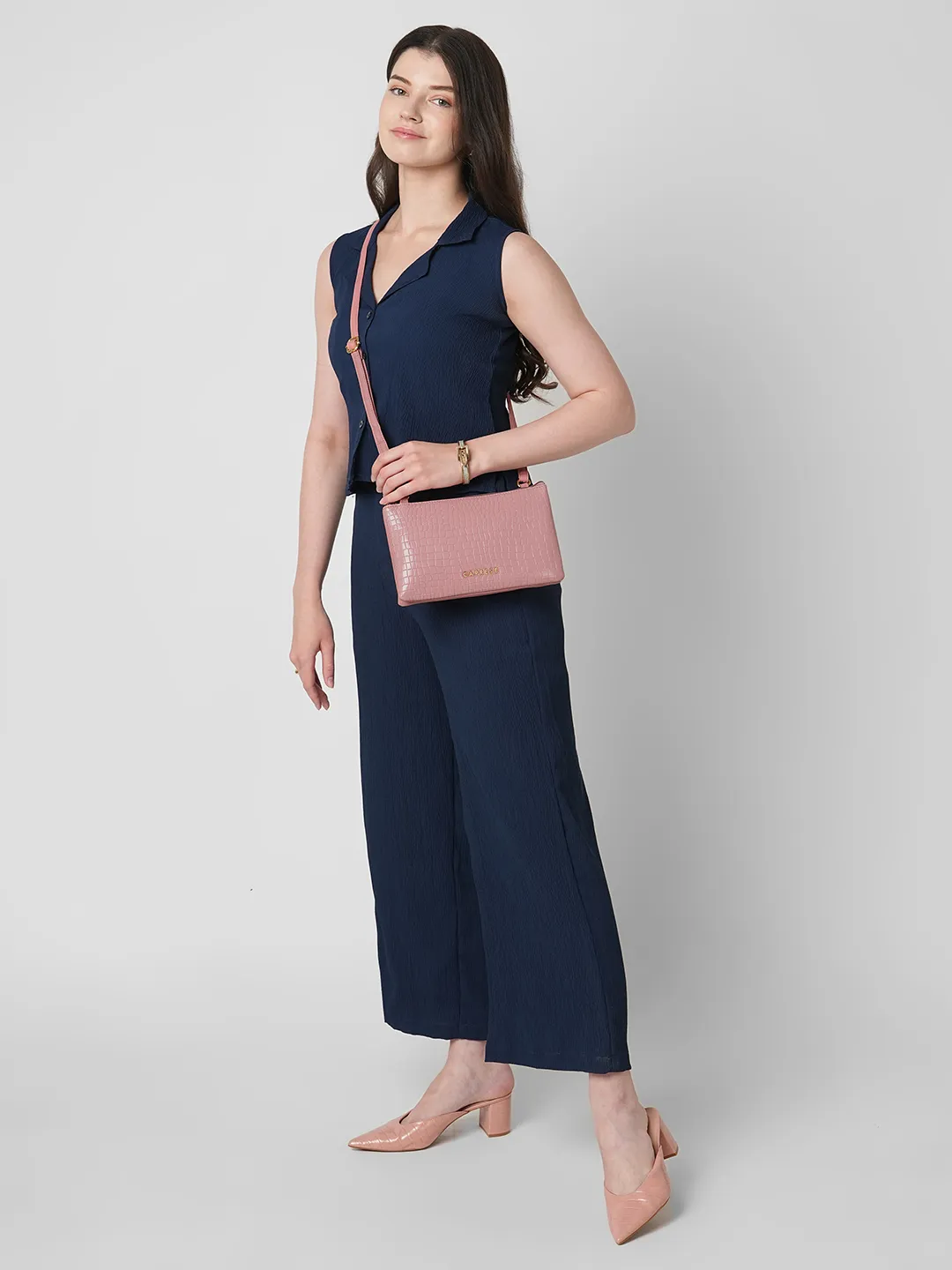 Caprese Suzie Small Powder Pink Sling Bag - Image 9