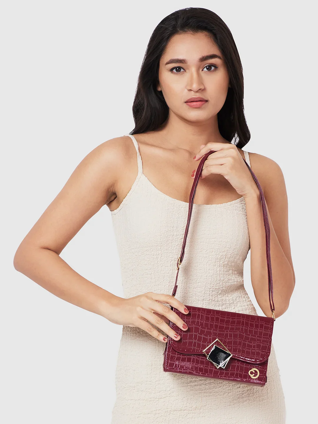 Caprese Sylvie Medium Maroon Sling Bag - Image 2