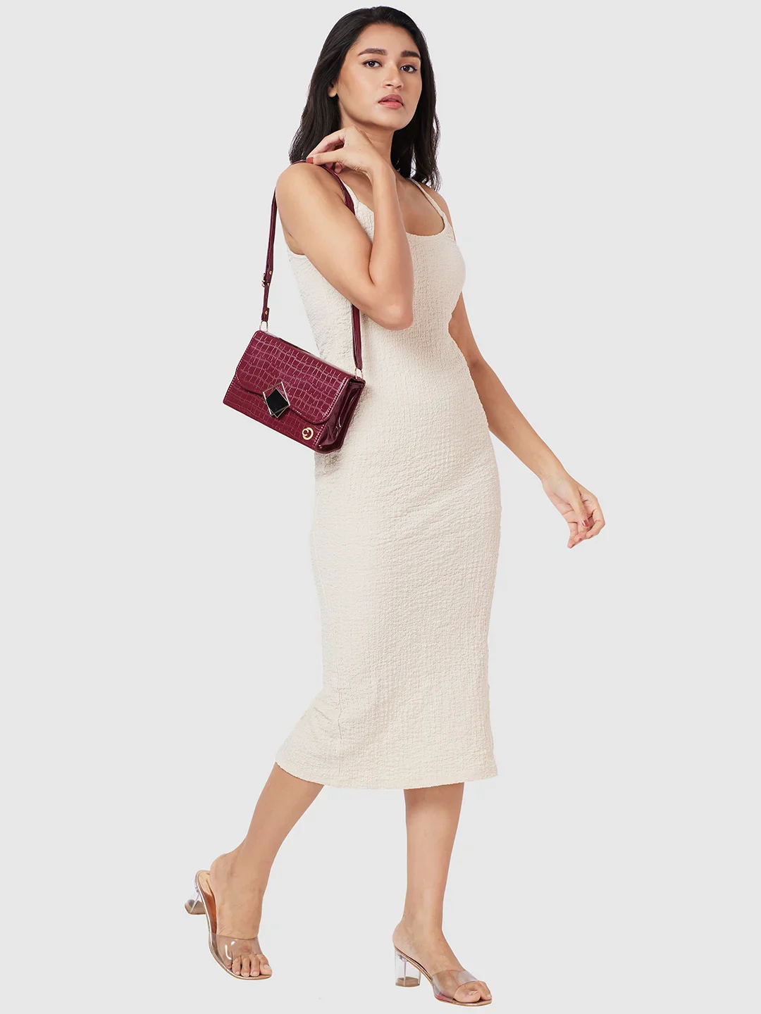 Caprese Sylvie Medium Maroon Sling Bag - Image 3