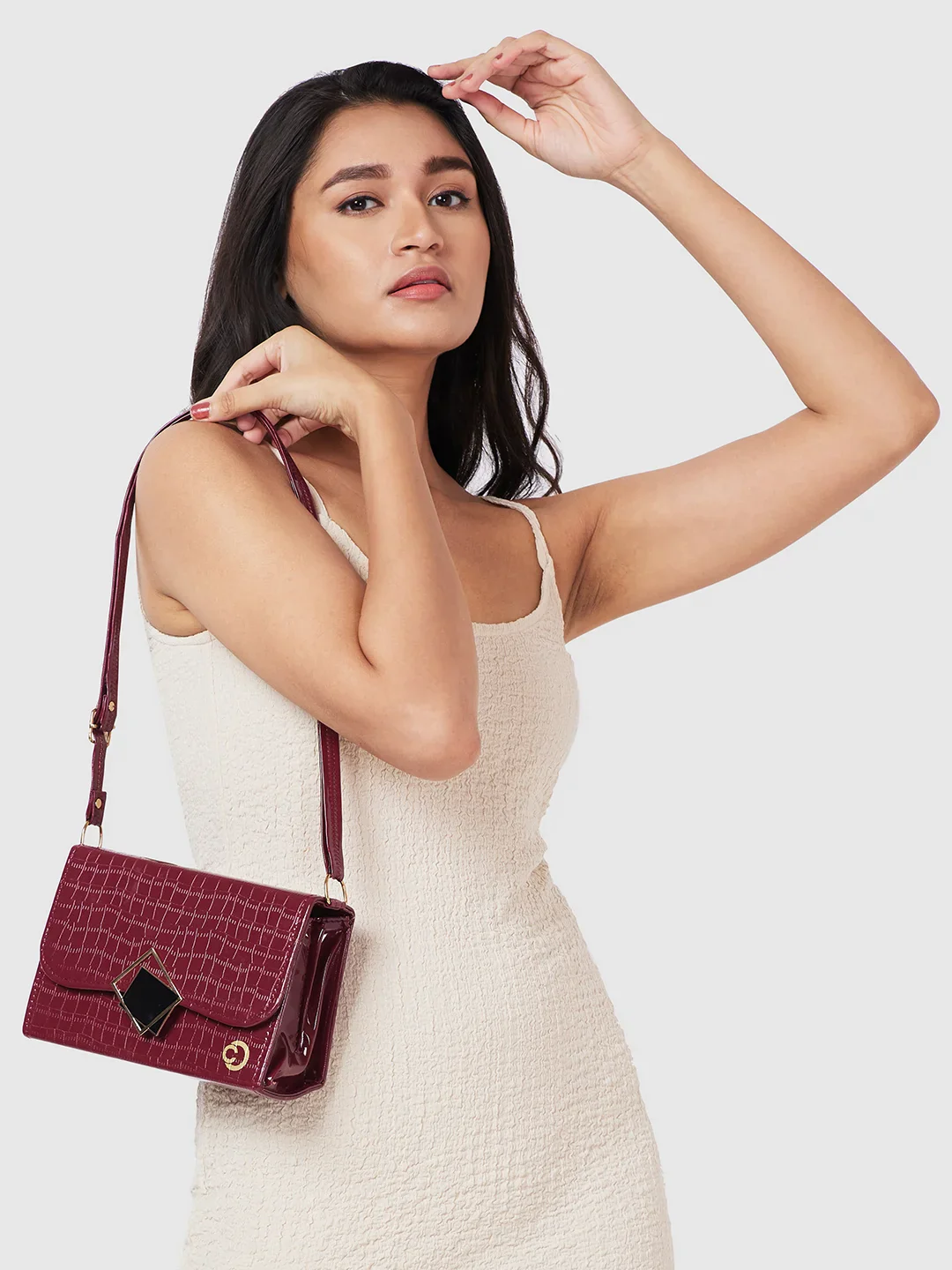 Caprese Sylvie Medium Maroon Sling Bag - Image 4