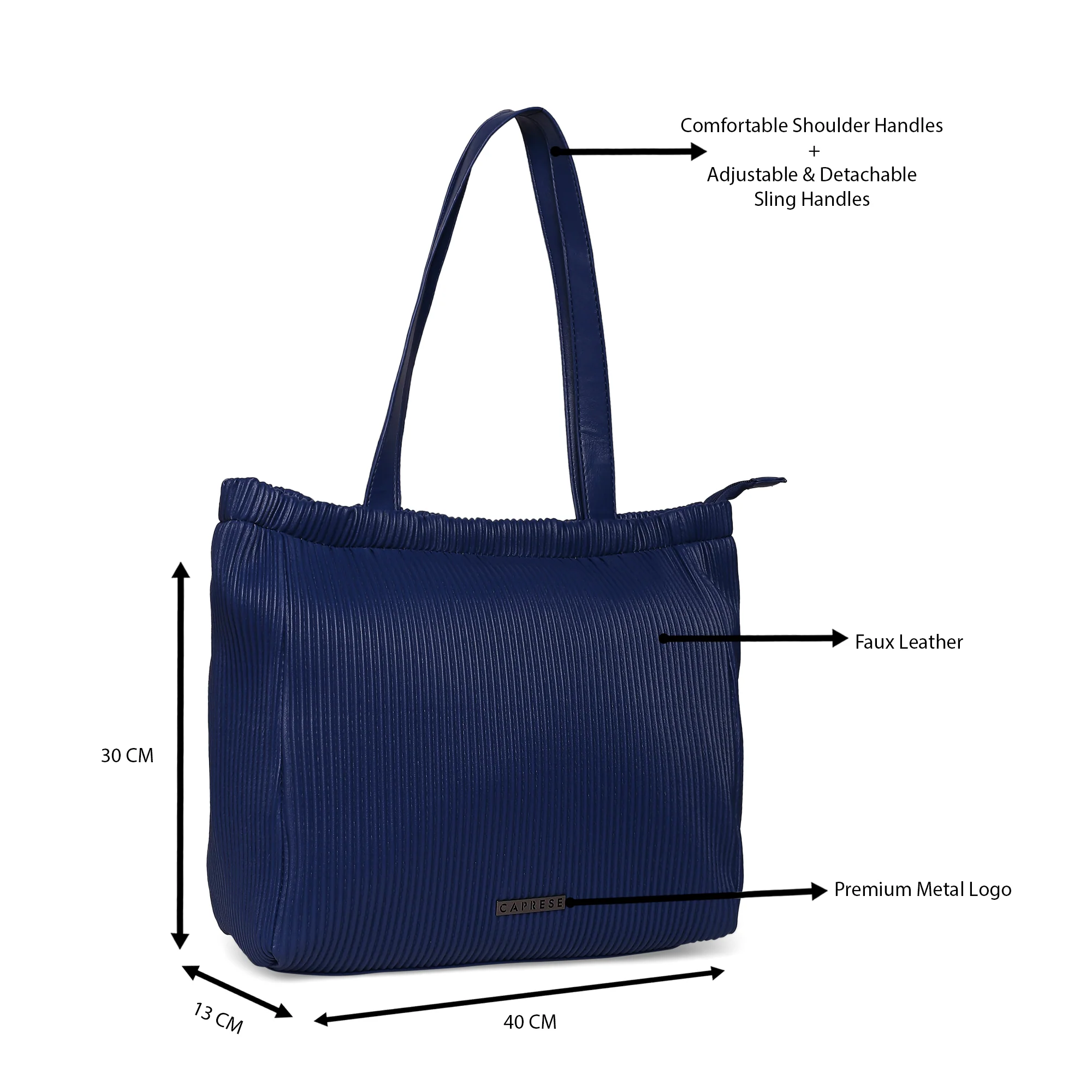 Caprese Symona Large Blue Tote Bag - Image 8