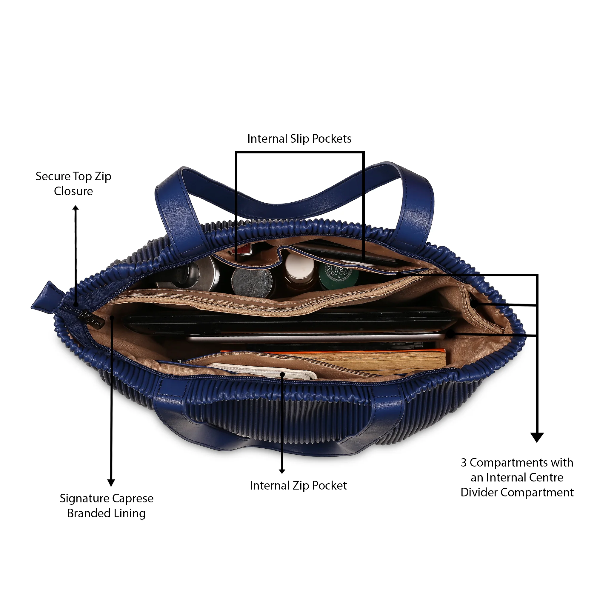 Caprese Symona Large Blue Tote Bag - Image 9