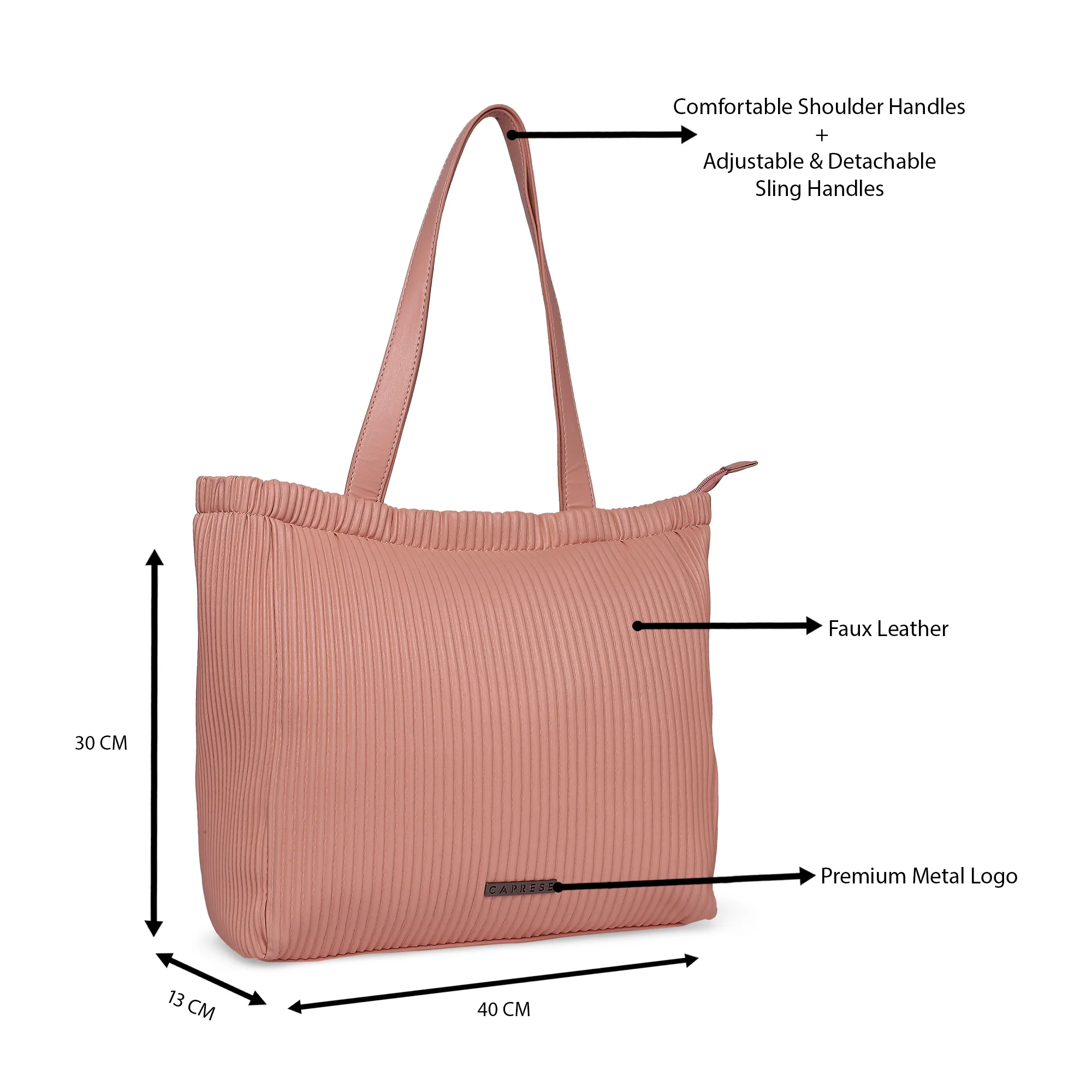 Caprese Symona Large Blush Tote Bag - Image 8