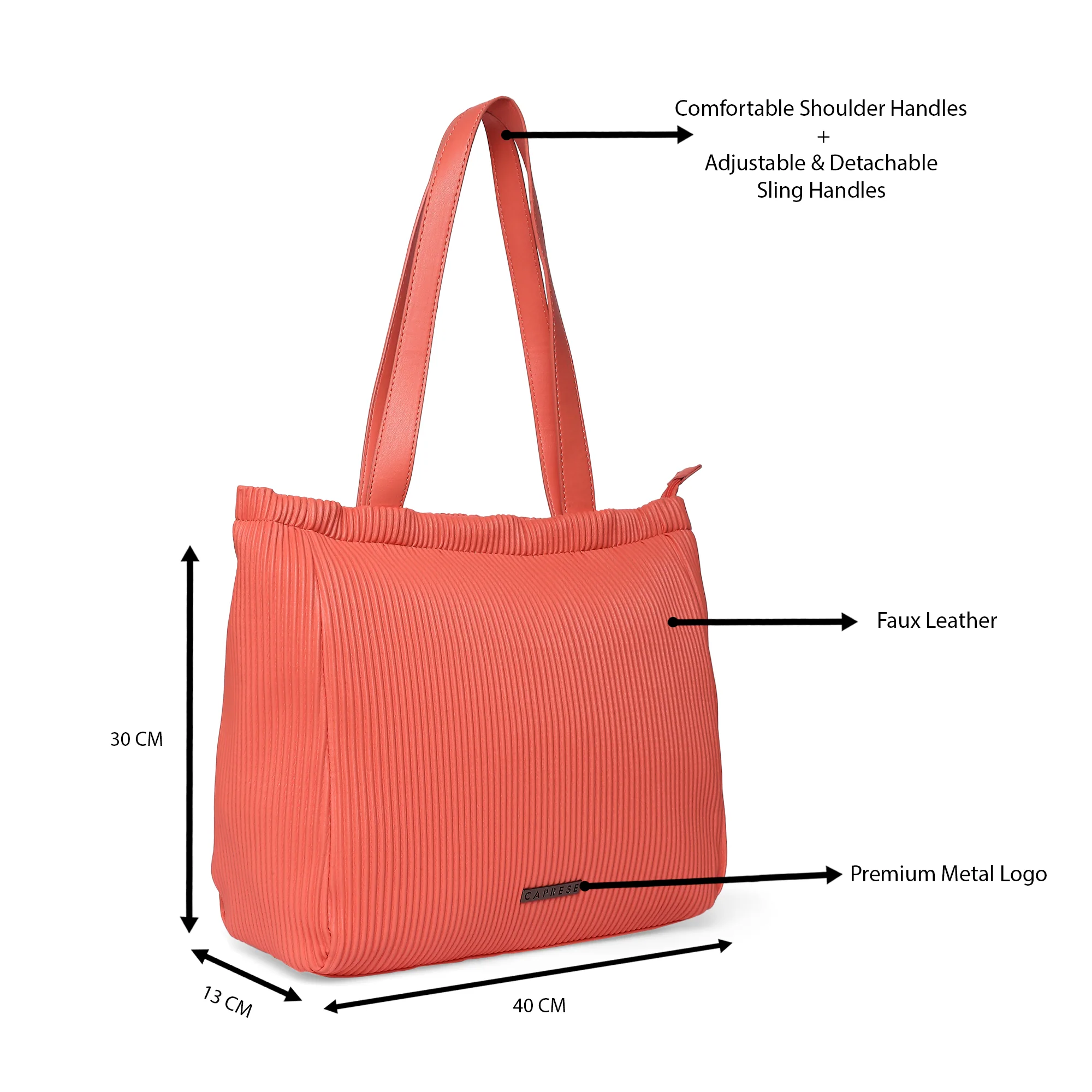Caprese Symona Large Coral Tote Bag - Image 8