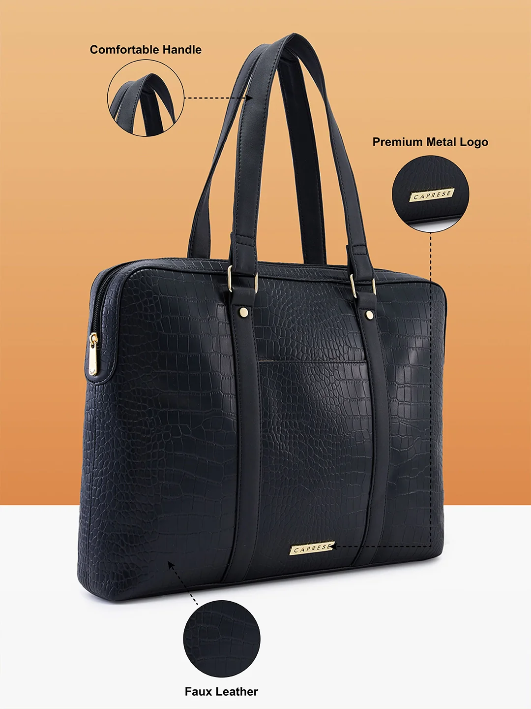 Caprese Syra Large Black Laptop Bag Bag - Image 5