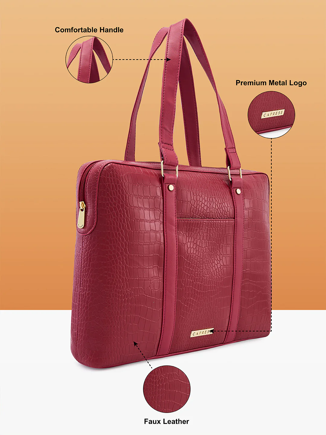 Caprese Syra Large Maroon Laptop Bag Bag - Image 5