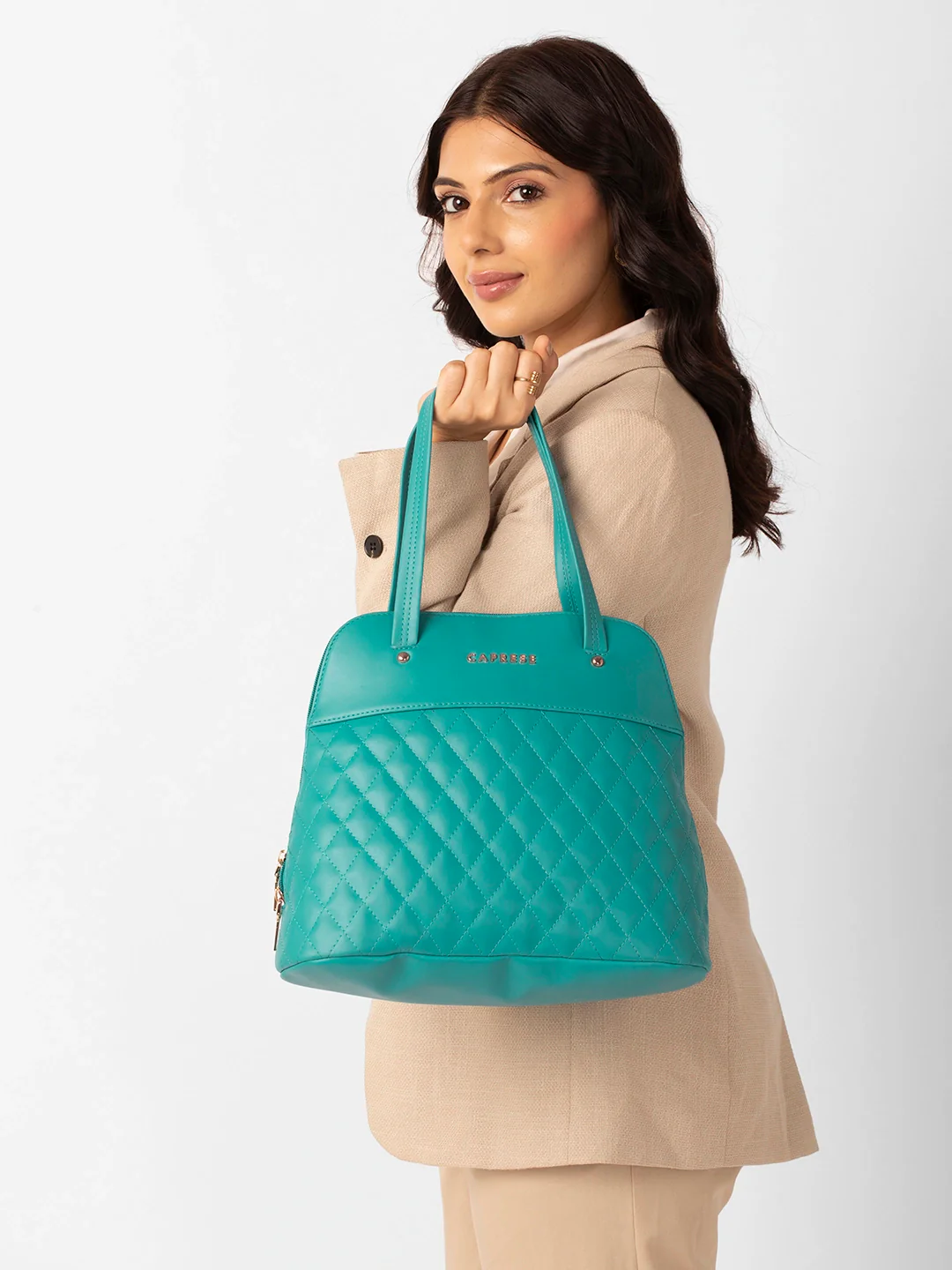 Caprese Syra Medium Blue Satchel Bag - Image 2