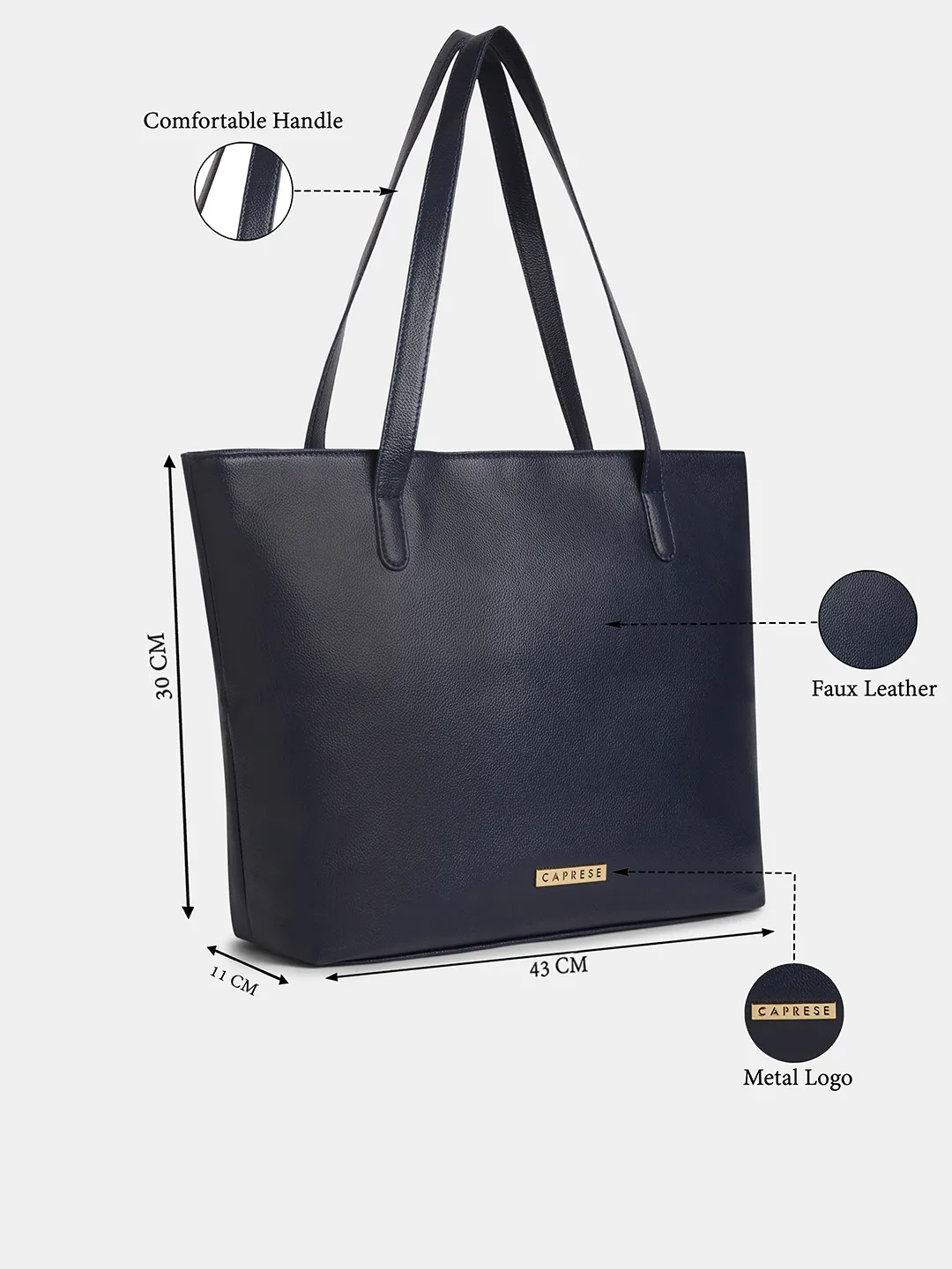 Caprese Tarry Large Navy Laptop Tote Bag - Image 3