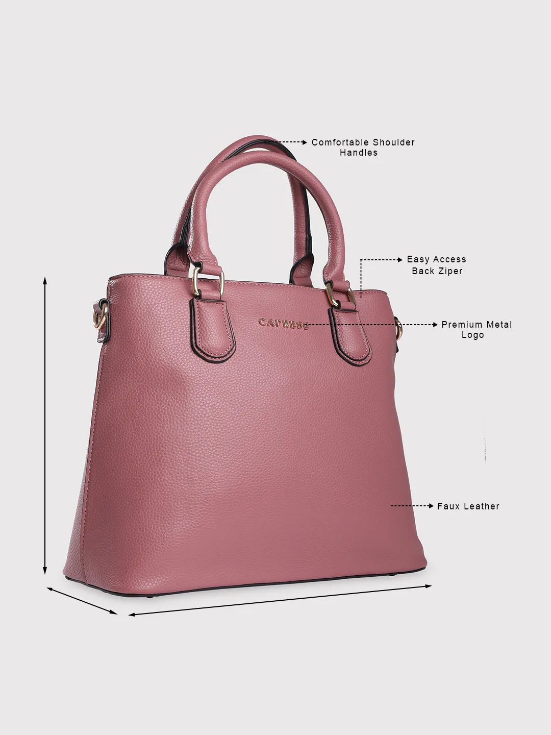 Caprese Tasha Medium Dusky Pink Satchel Bag - Image 6