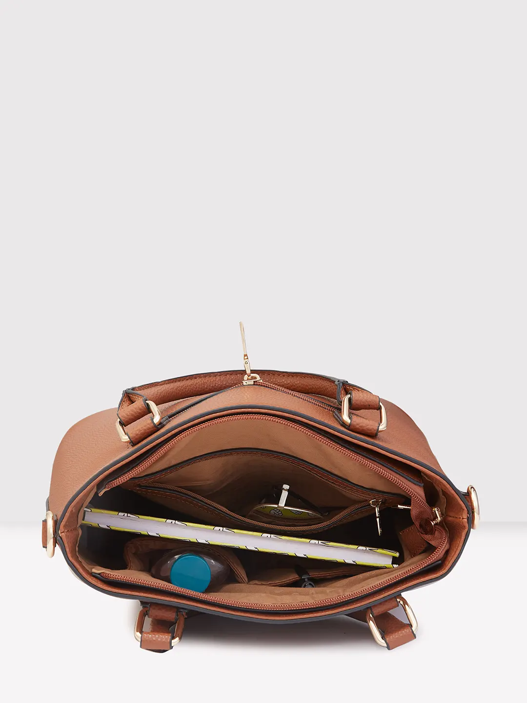Caprese Tasha Medium Tan Satchel Bag - Image 10