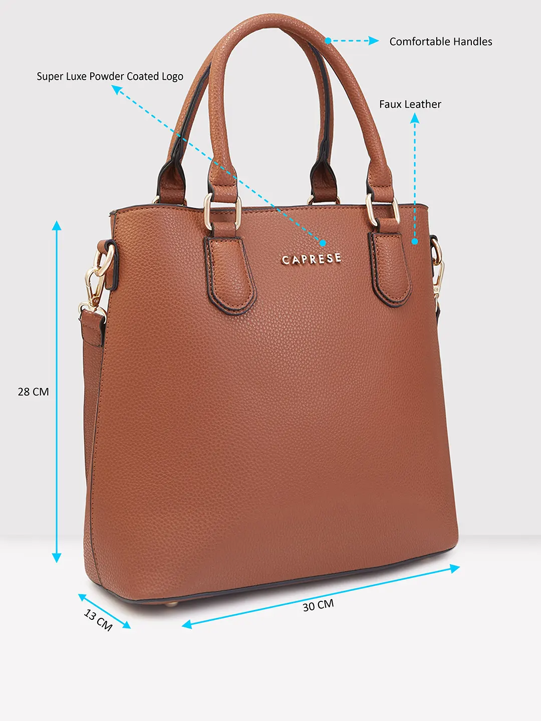 Caprese Tasha Medium Tan Satchel Bag - Image 7