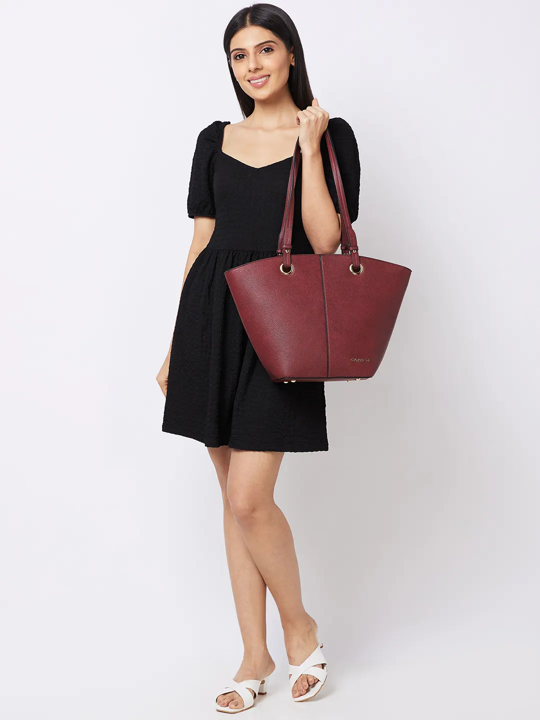 Caprese Tasha Large Maroon Tote Bag - Image 12