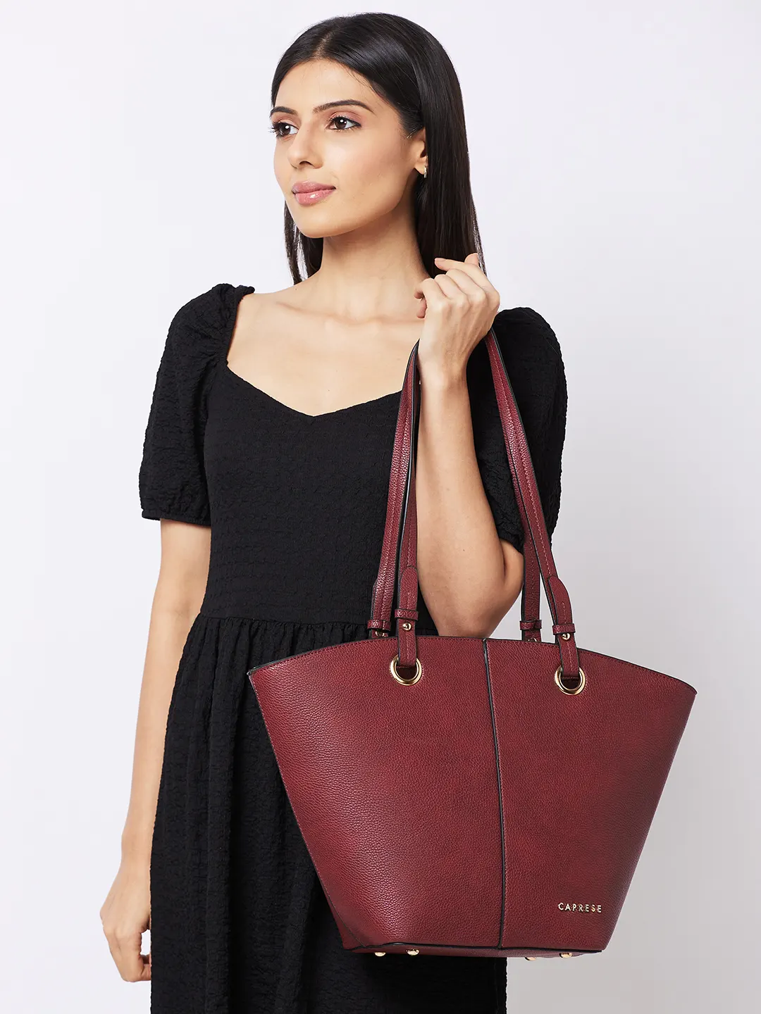 Caprese Tasha Large Maroon Tote Bag - Image 2