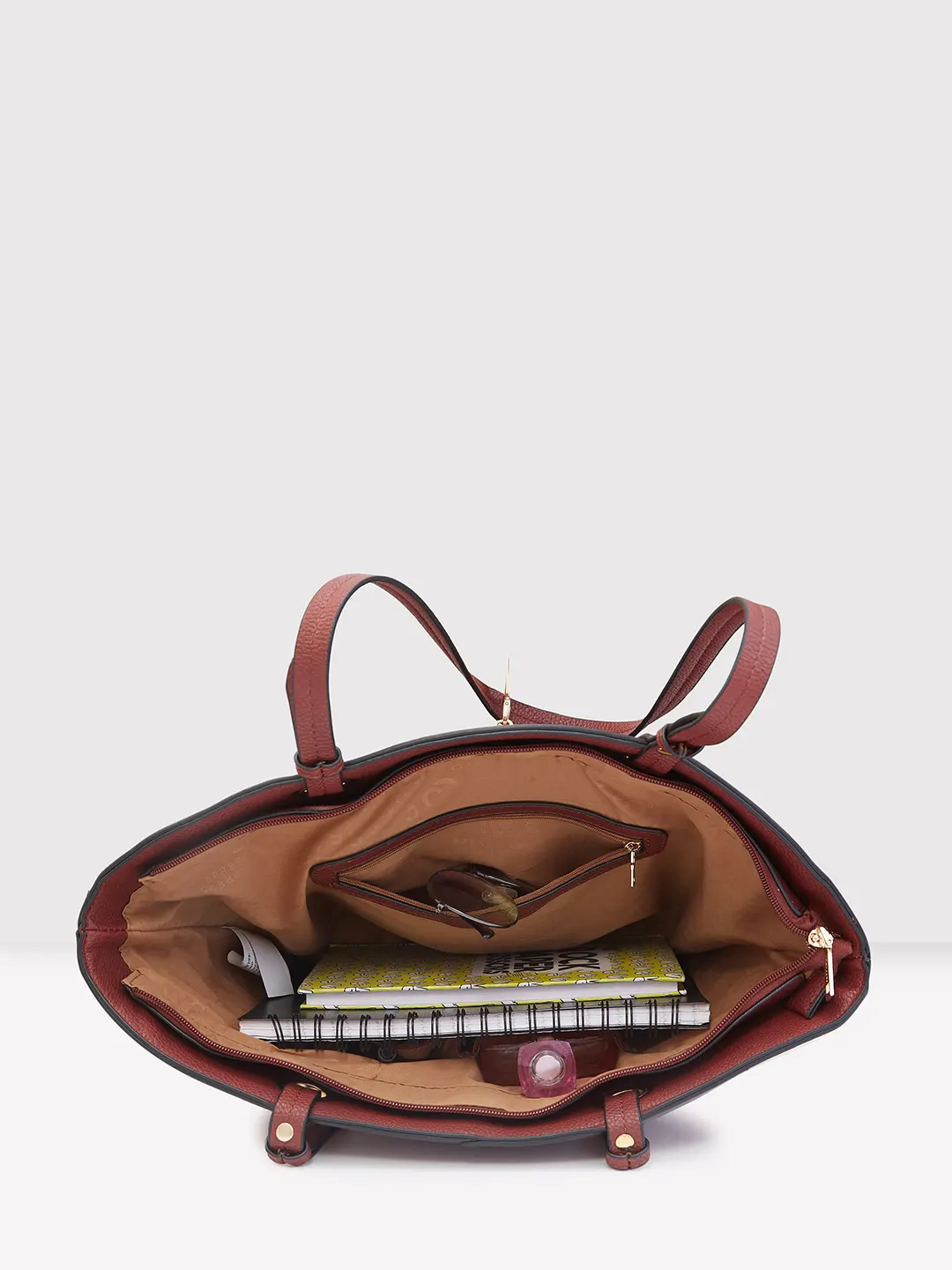 Caprese Tasha Large Maroon Tote Bag - Image 7