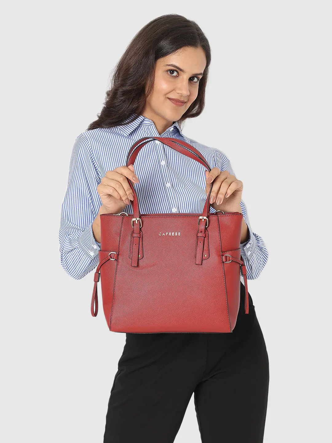 Caprese Tasha Medium Maroon Tote Bag - Image 12