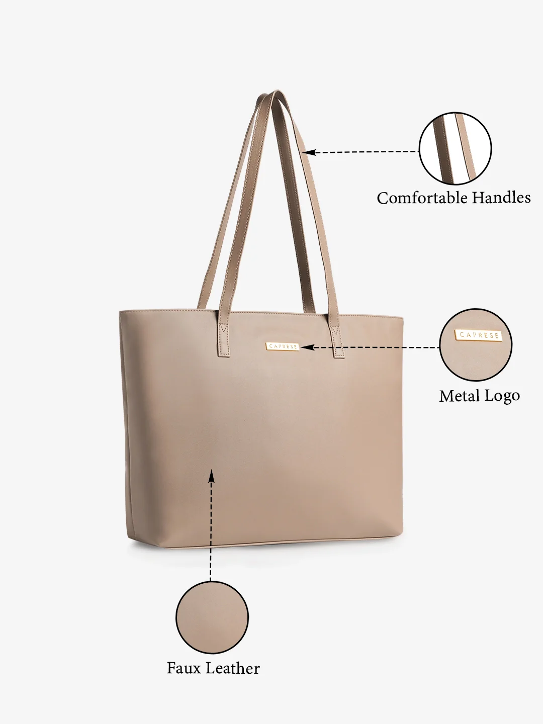 Caprese Teena Medium Choco Brown Tote Bag - Image 7