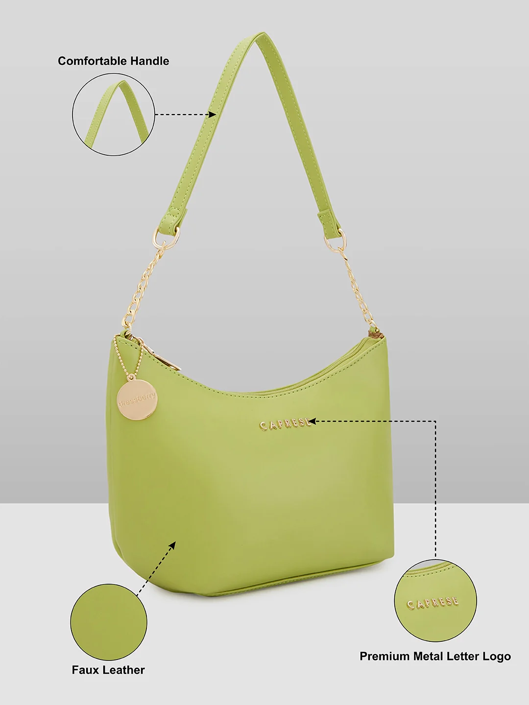 Caprese Tessa Large Lime Sling Bag - Image 6