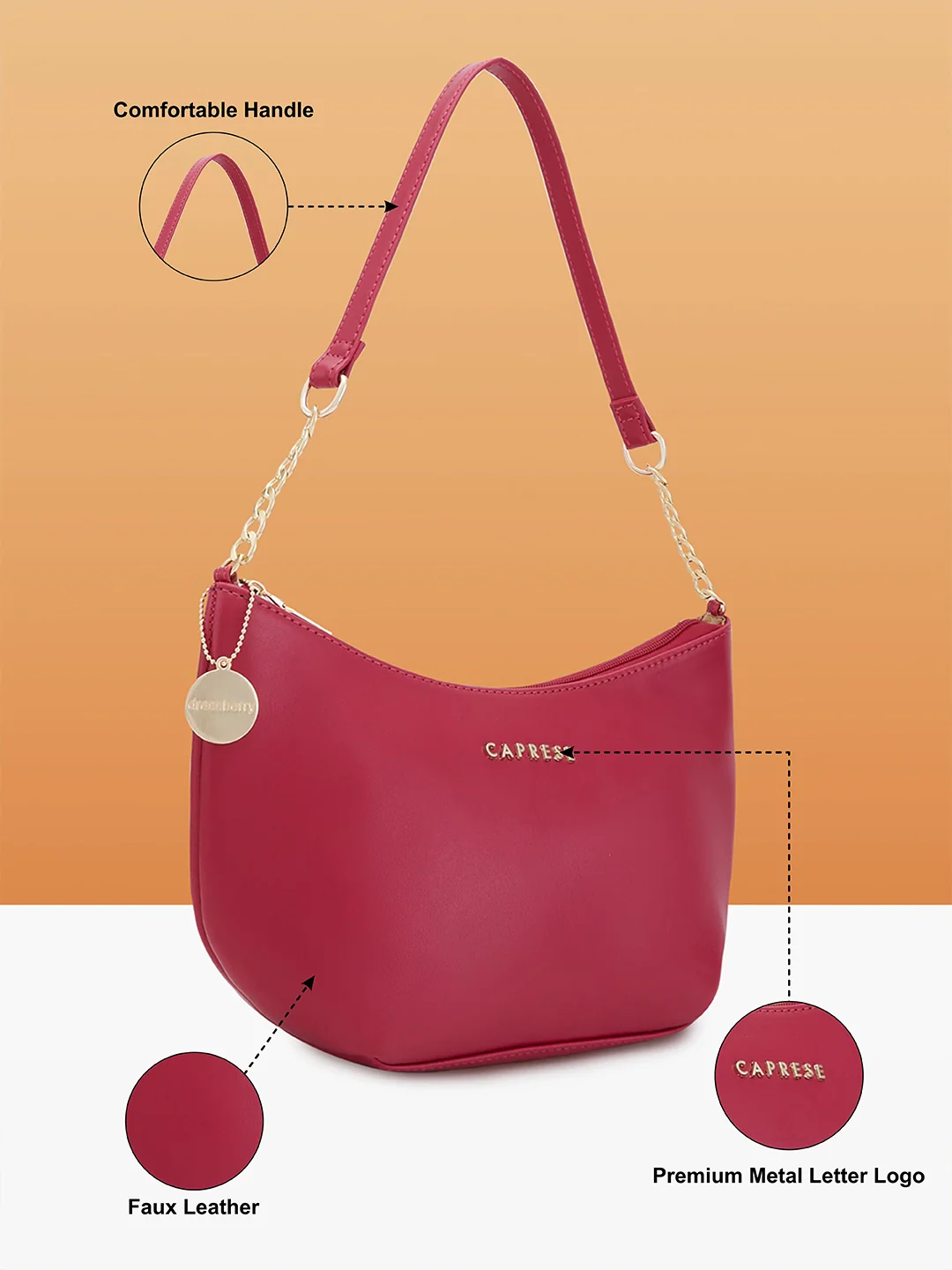 Caprese Tessa Large Pink Sling Bag - Image 6