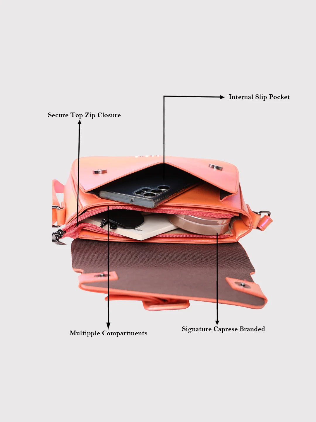 Caprese Theia Small Pink Sling Bag - Image 8