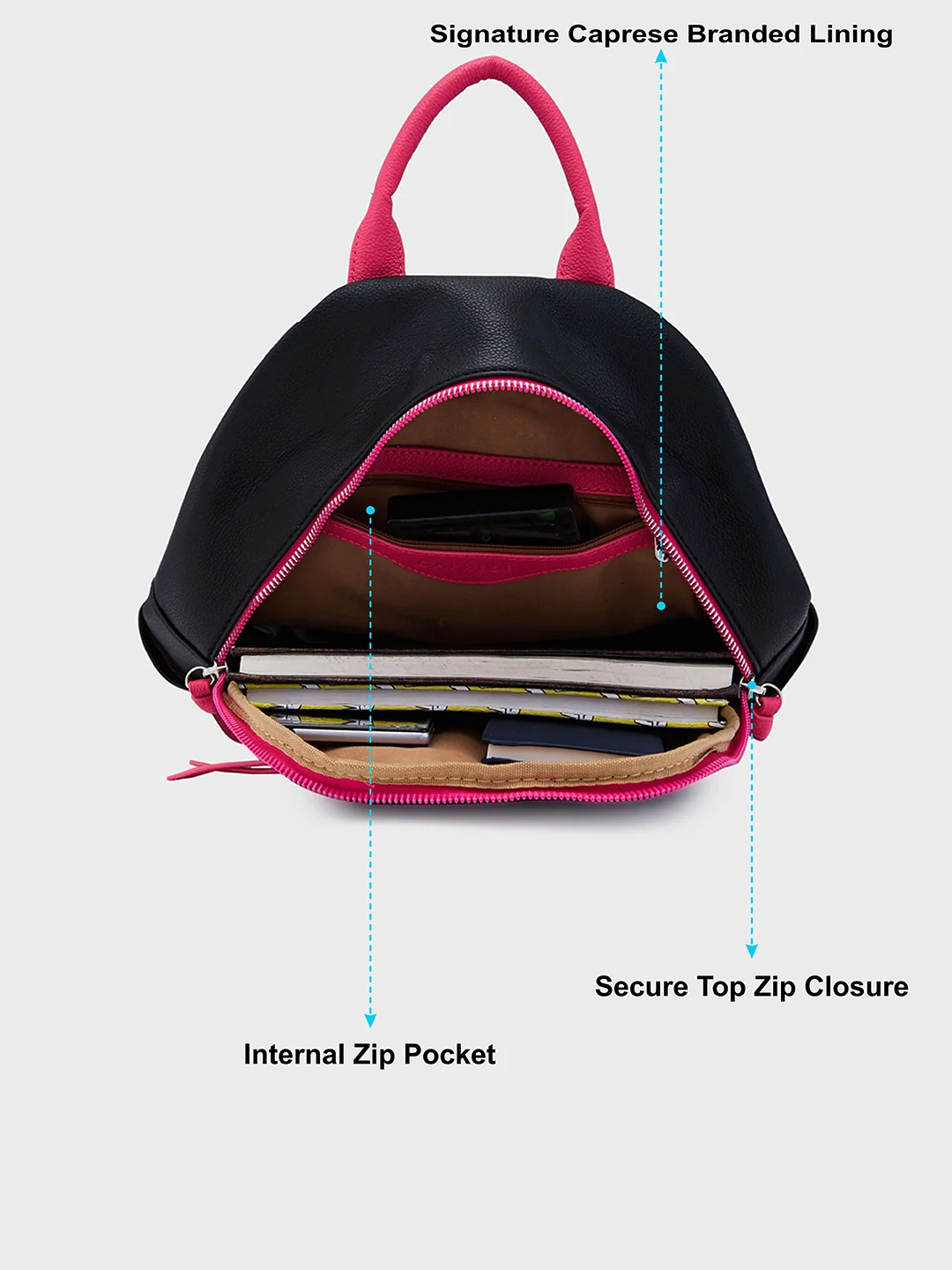 Caprese Tia Medium Black Backpack - Image 10