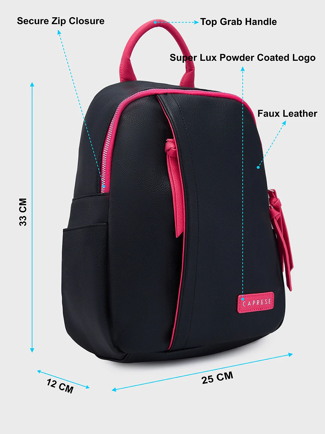 Caprese Tia Medium Black Backpack - Image 9