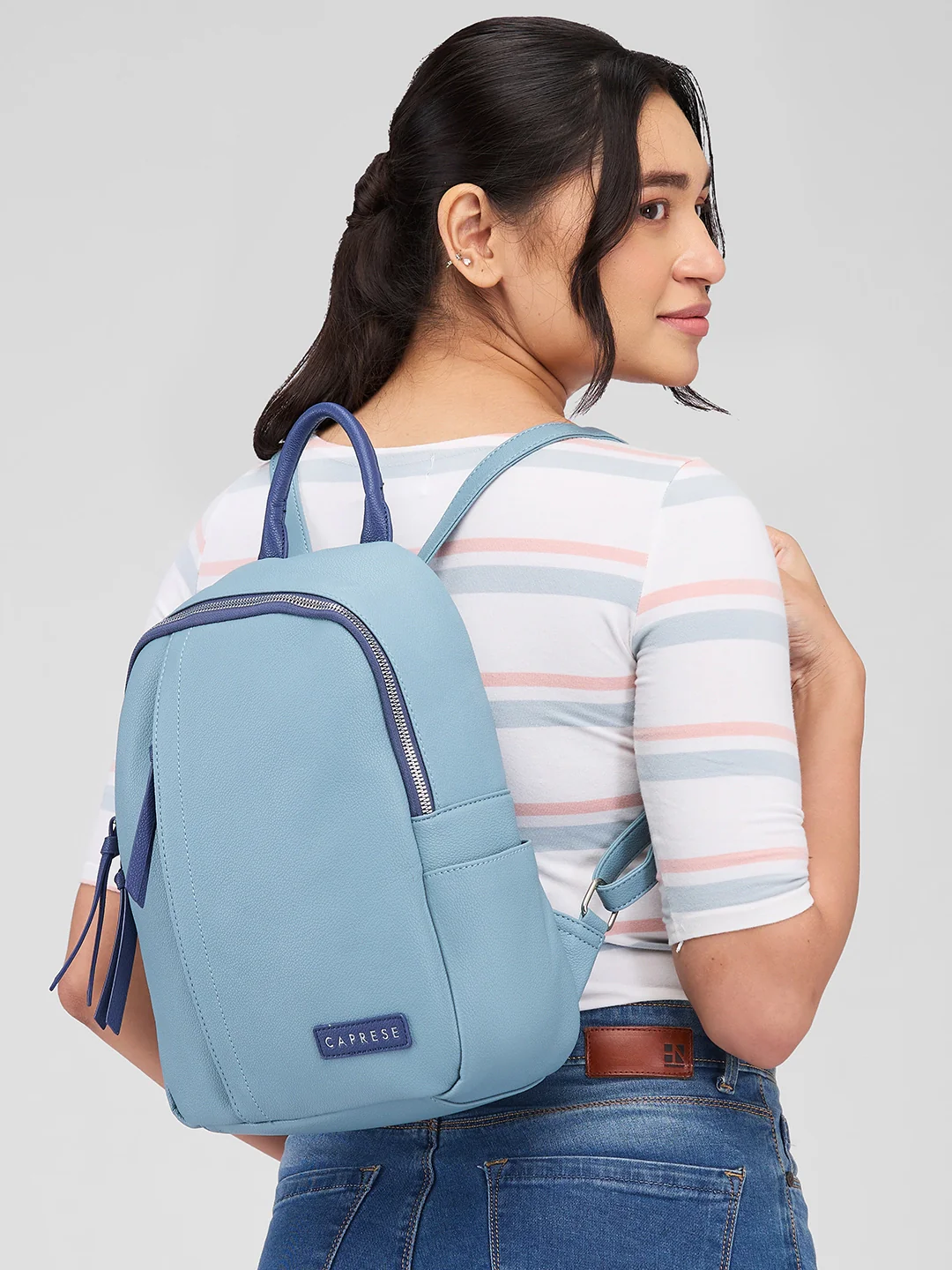 Caprese Tia Medium Powder Blue Backpack - Image 13