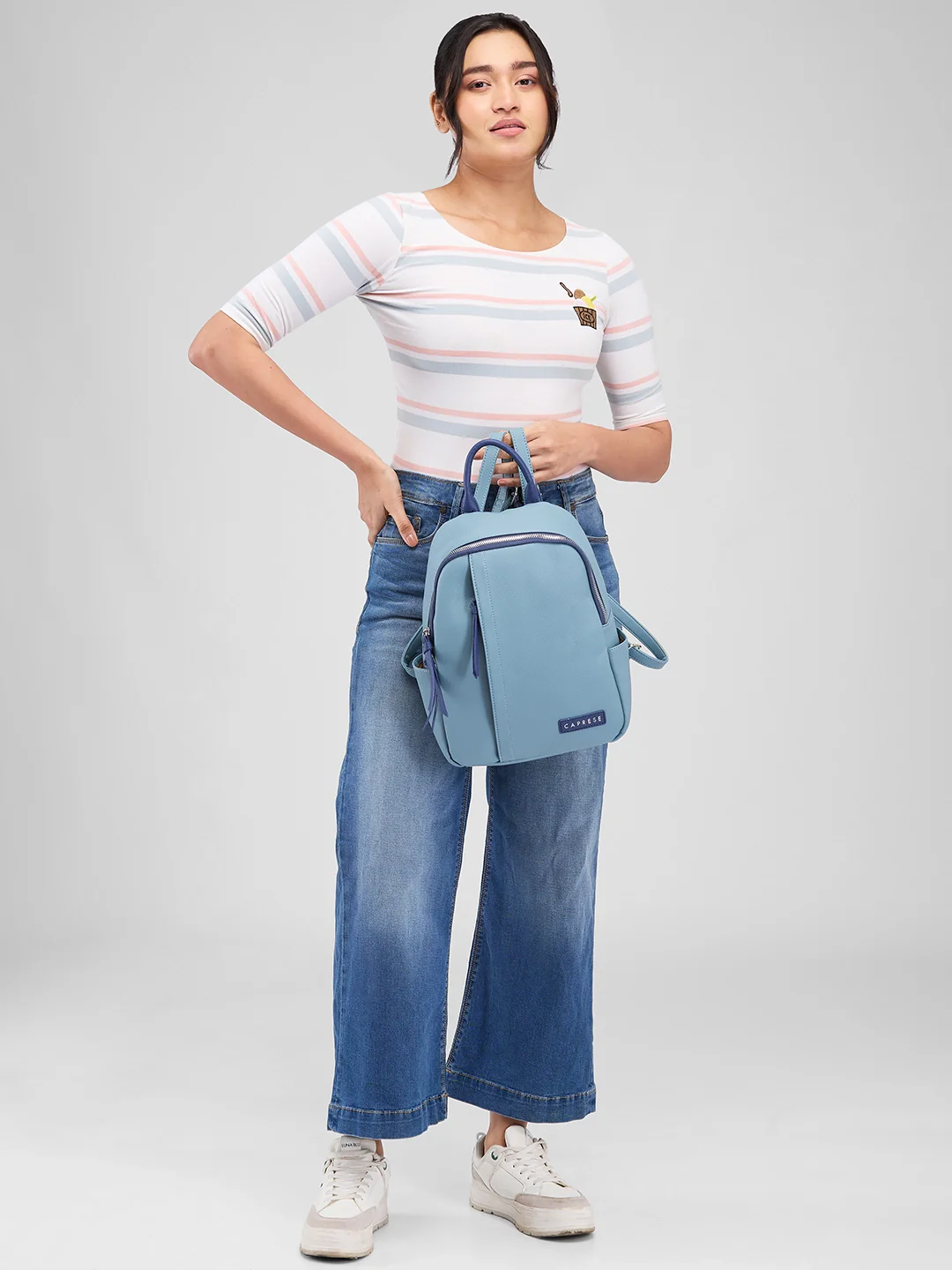 Caprese Tia Medium Powder Blue Backpack - Image 3