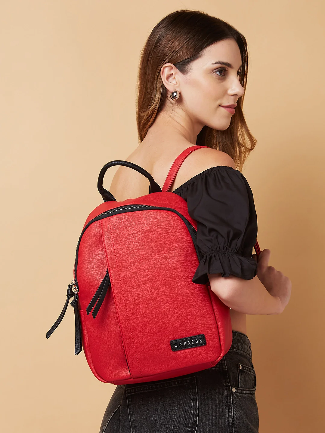 Caprese Tia Medium Red Backpack - Image 5