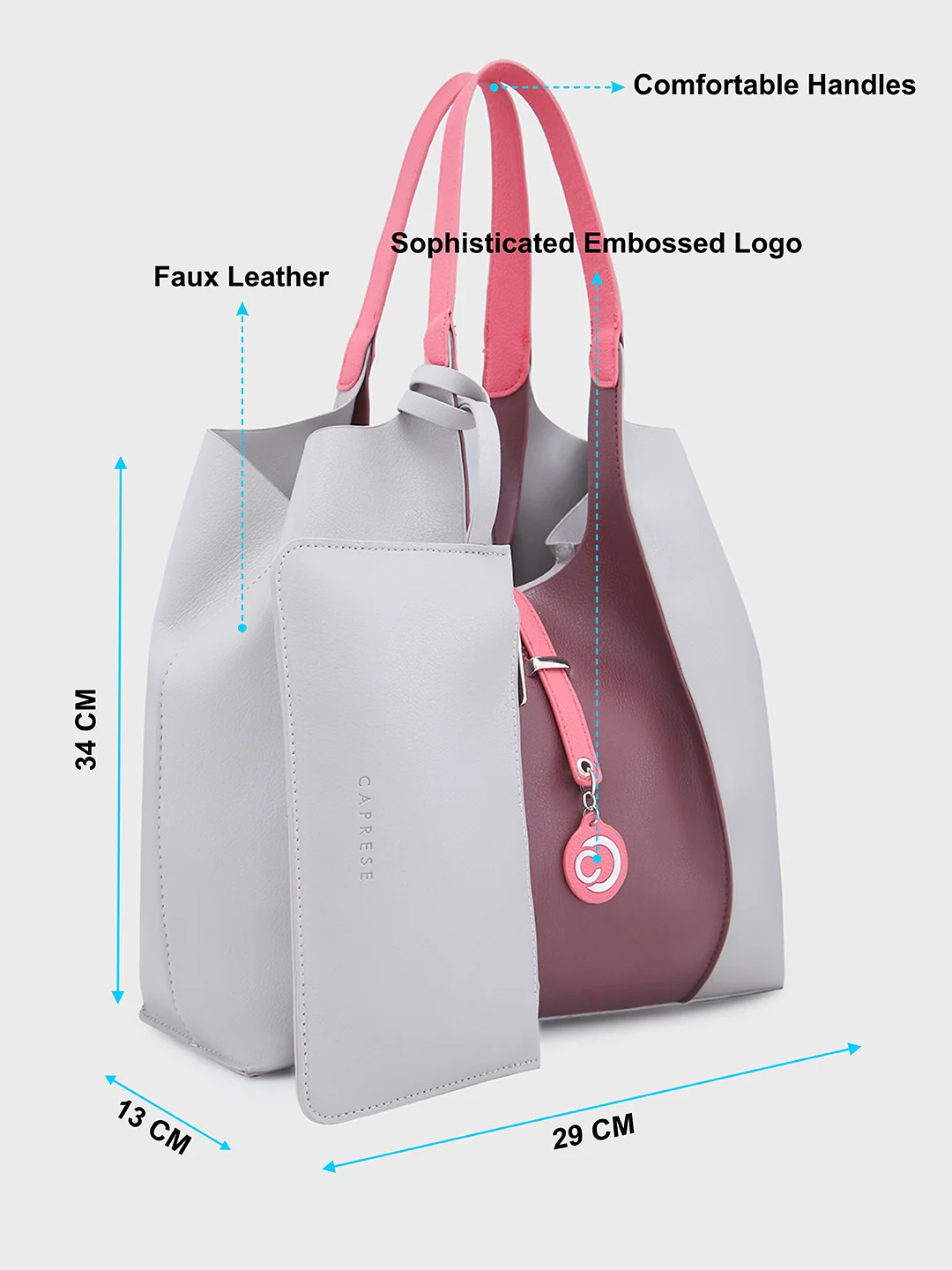 Caprese Tiera Large Grey Hobo Bag - Image 7