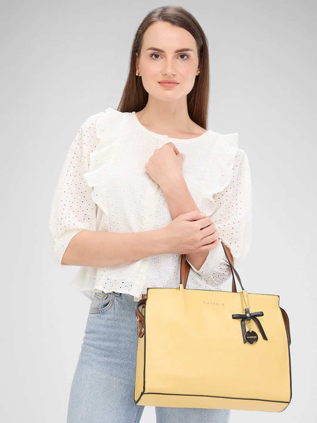 Caprese Tiera Large Yellow Satchel Bag - Image 2
