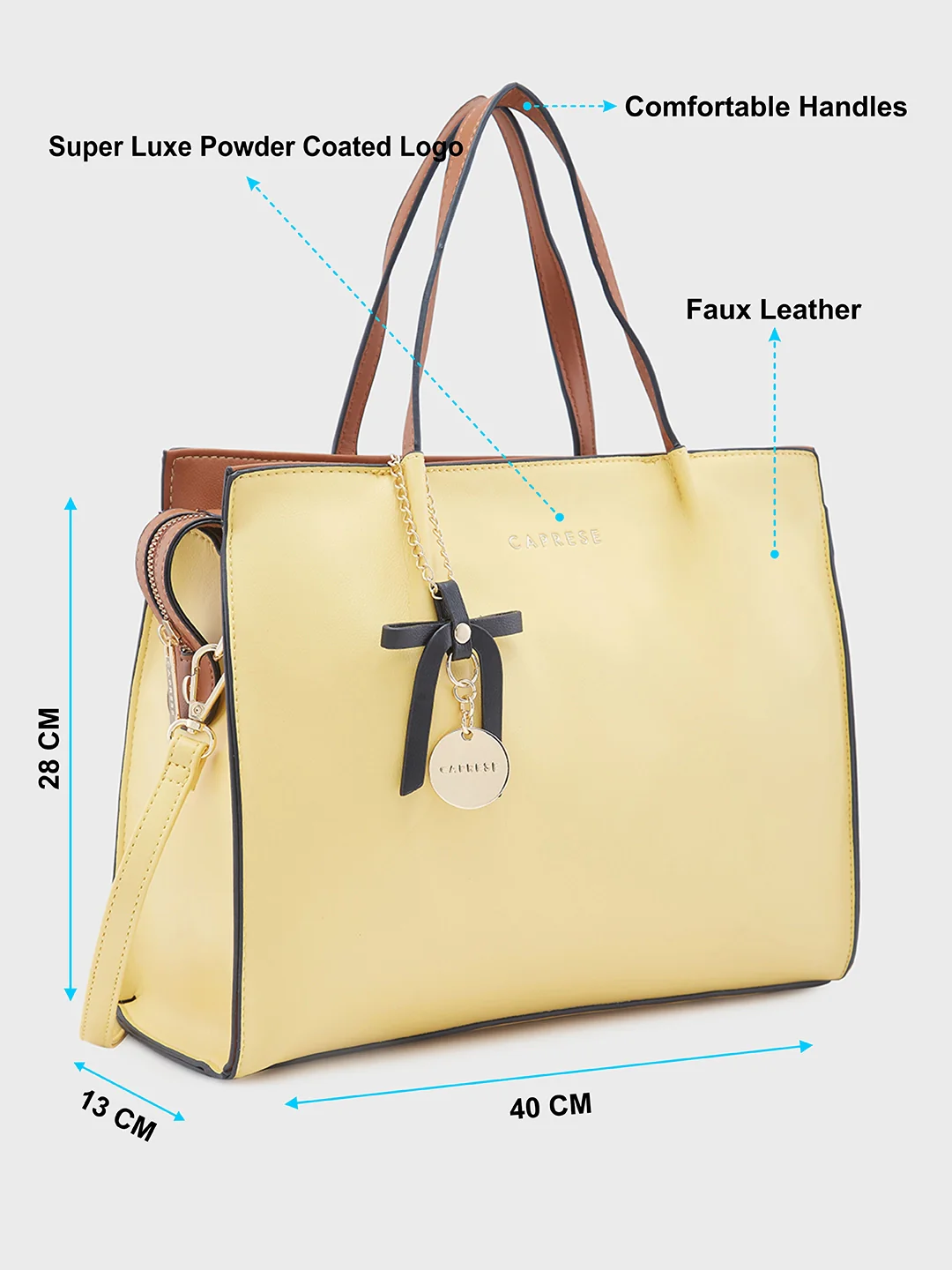 Caprese Tiera Large Yellow Satchel Bag - Image 8
