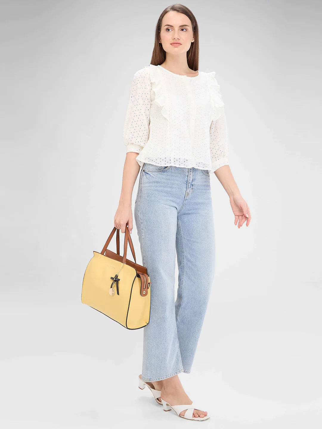 Caprese Tiera Large Yellow Satchel Bag - Image 9