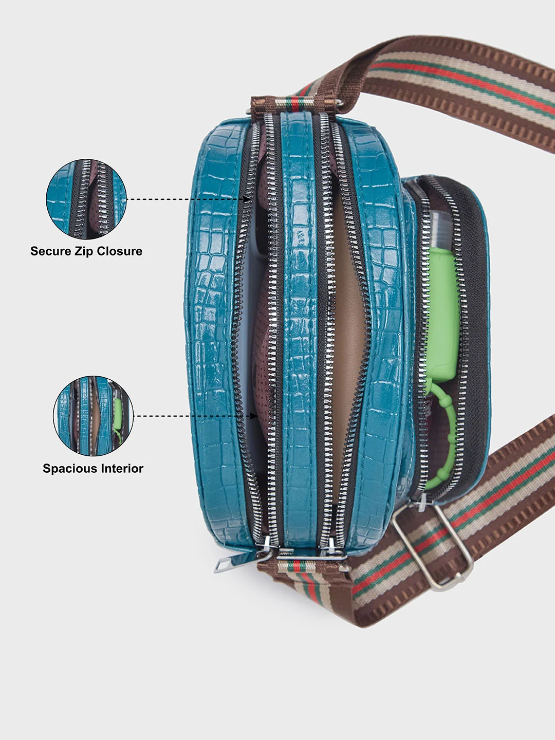 Caprese Tiko Medium Teal Sling Bag - Image 7