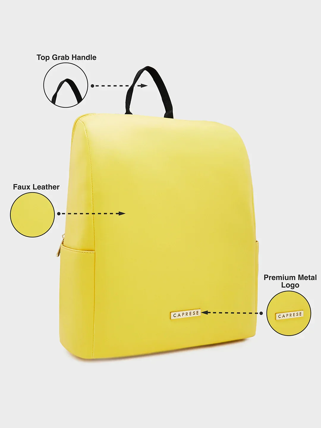Caprese Tilda Large Yellow Backpack - Image 4
