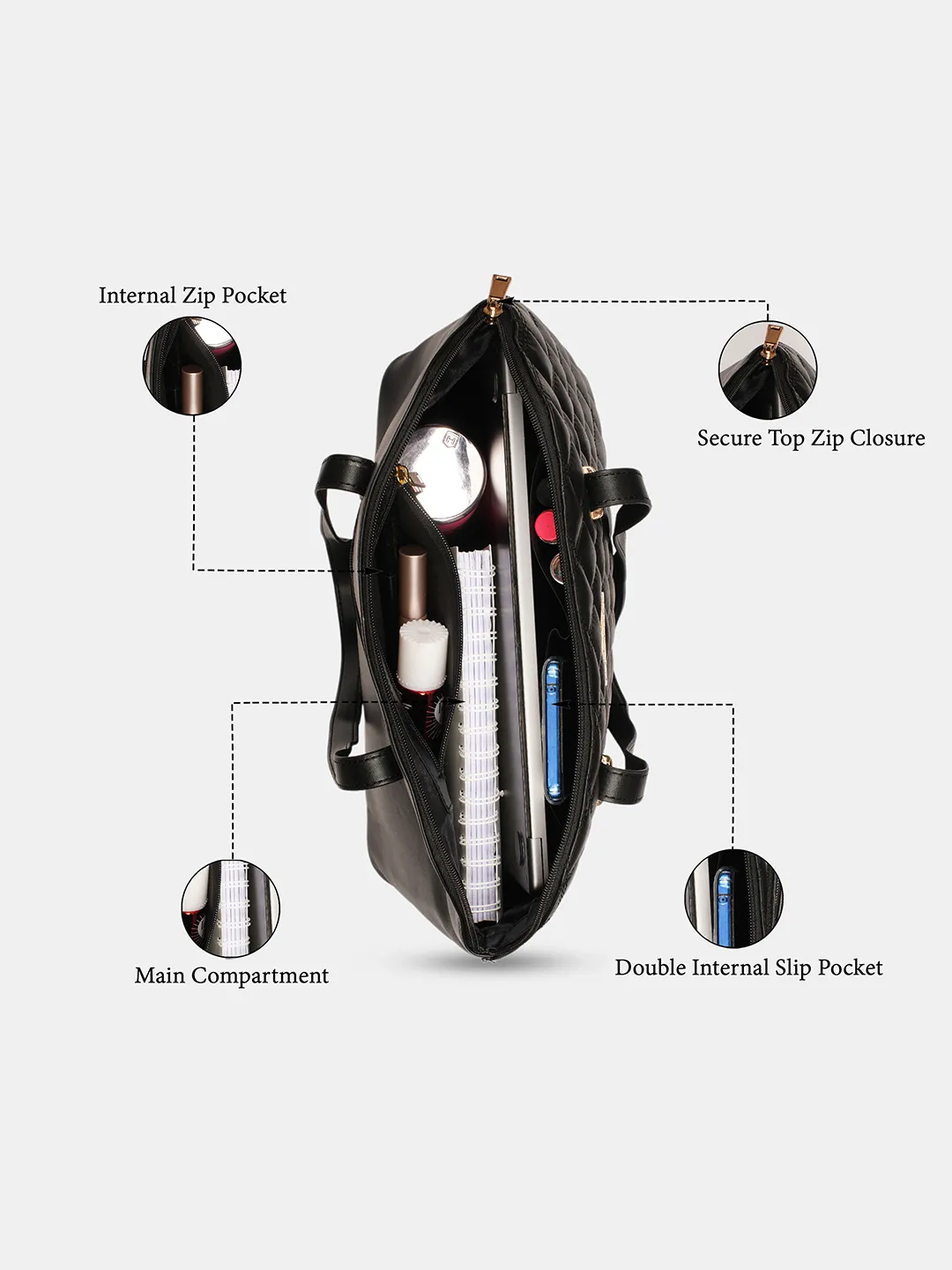 Caprese  Tilly Large Black Satchel Bag - Image 6