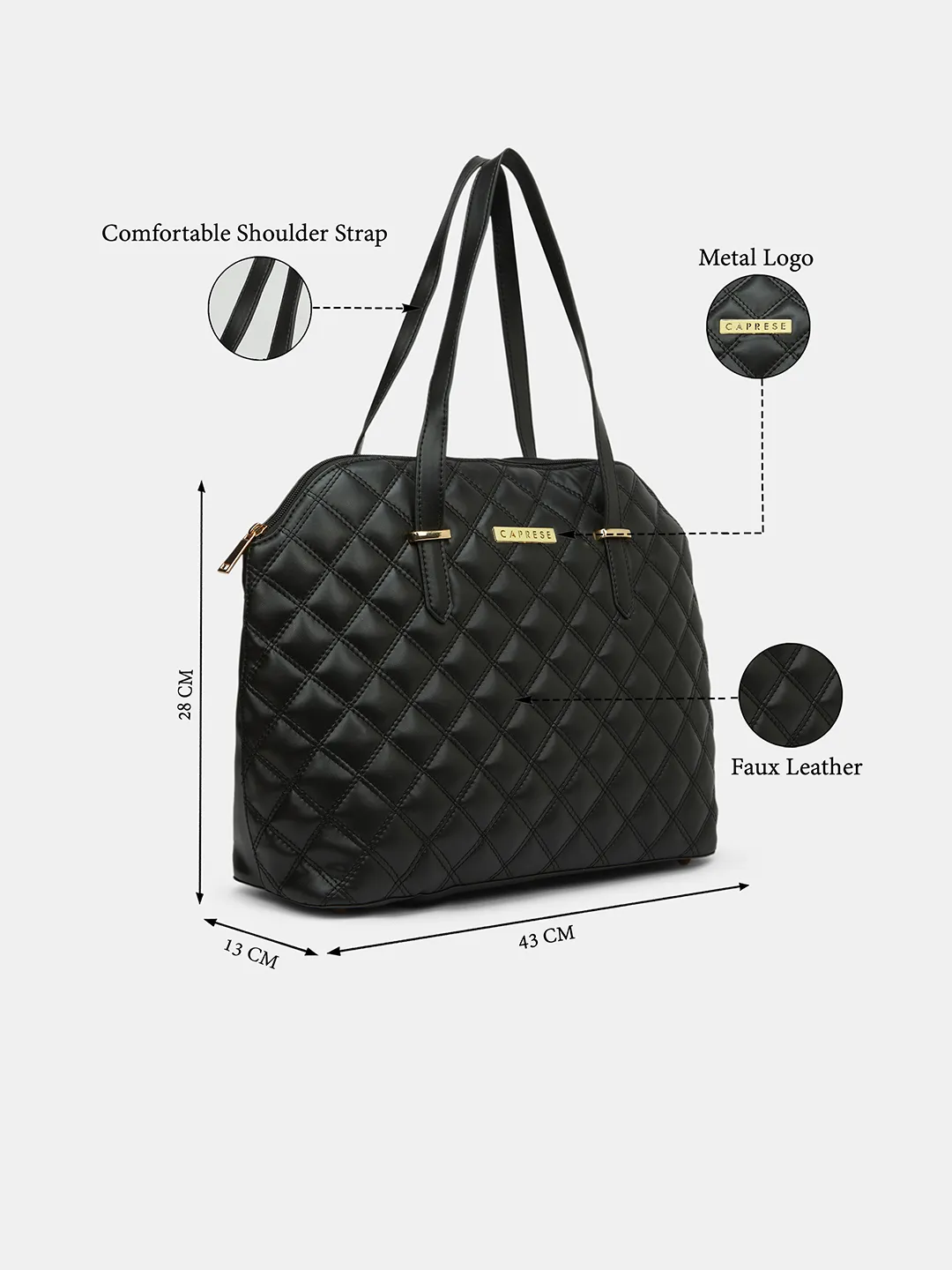 Caprese  Tilly Large Black Satchel Bag - Image 7