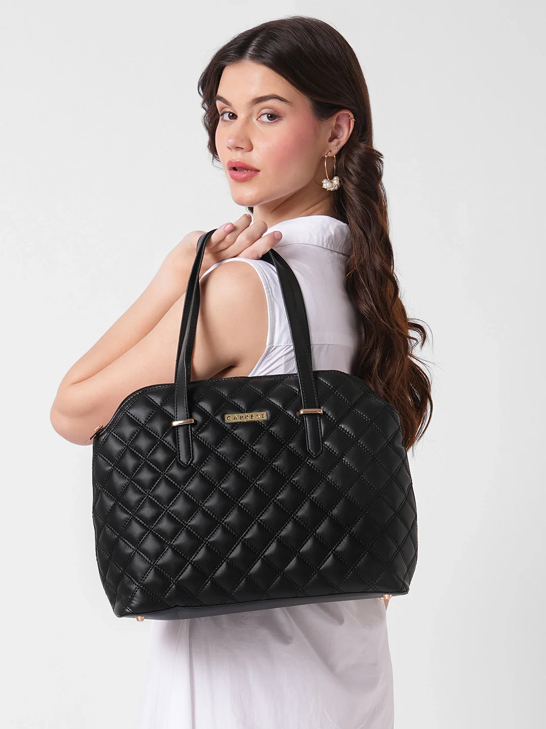 Caprese  Tilly Large Black Satchel Bag - Image 8