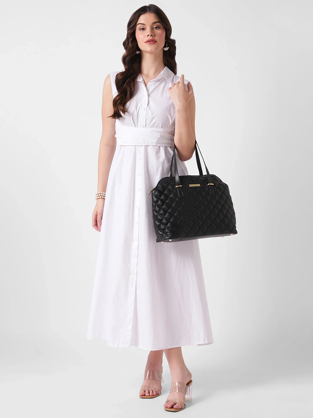 Caprese  Tilly Large Black Satchel Bag - Image 9
