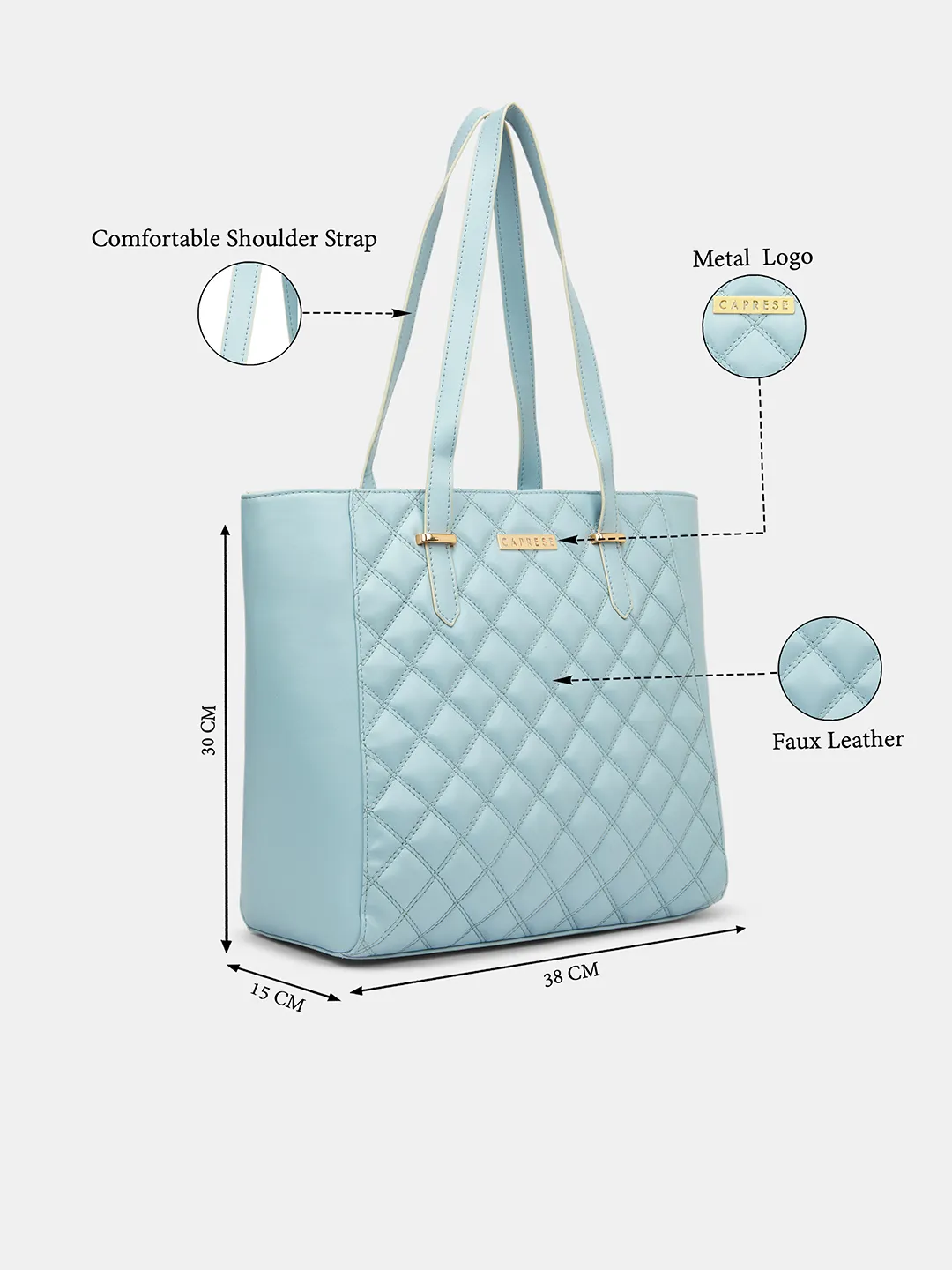 Caprese Tilly Large Powder Blue Tote Bag - Image 3