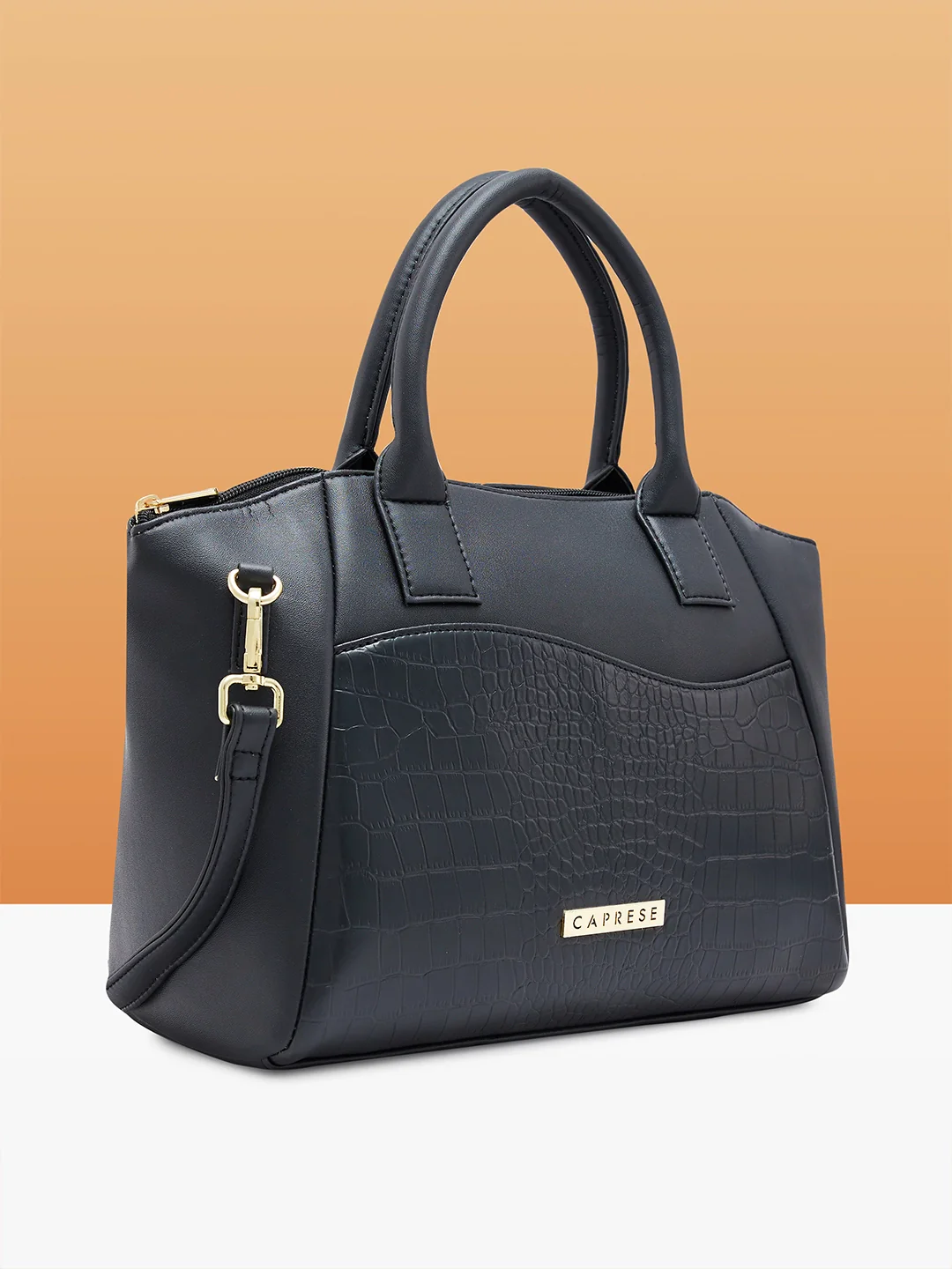 Caprese Tio Medium Black Satchel Bag - Image 8