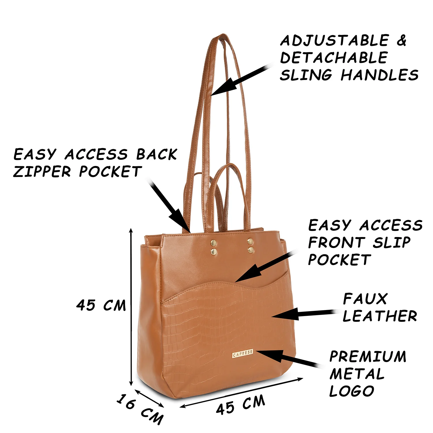 Caprese Tio Large Brown Tote Bag - Image 3