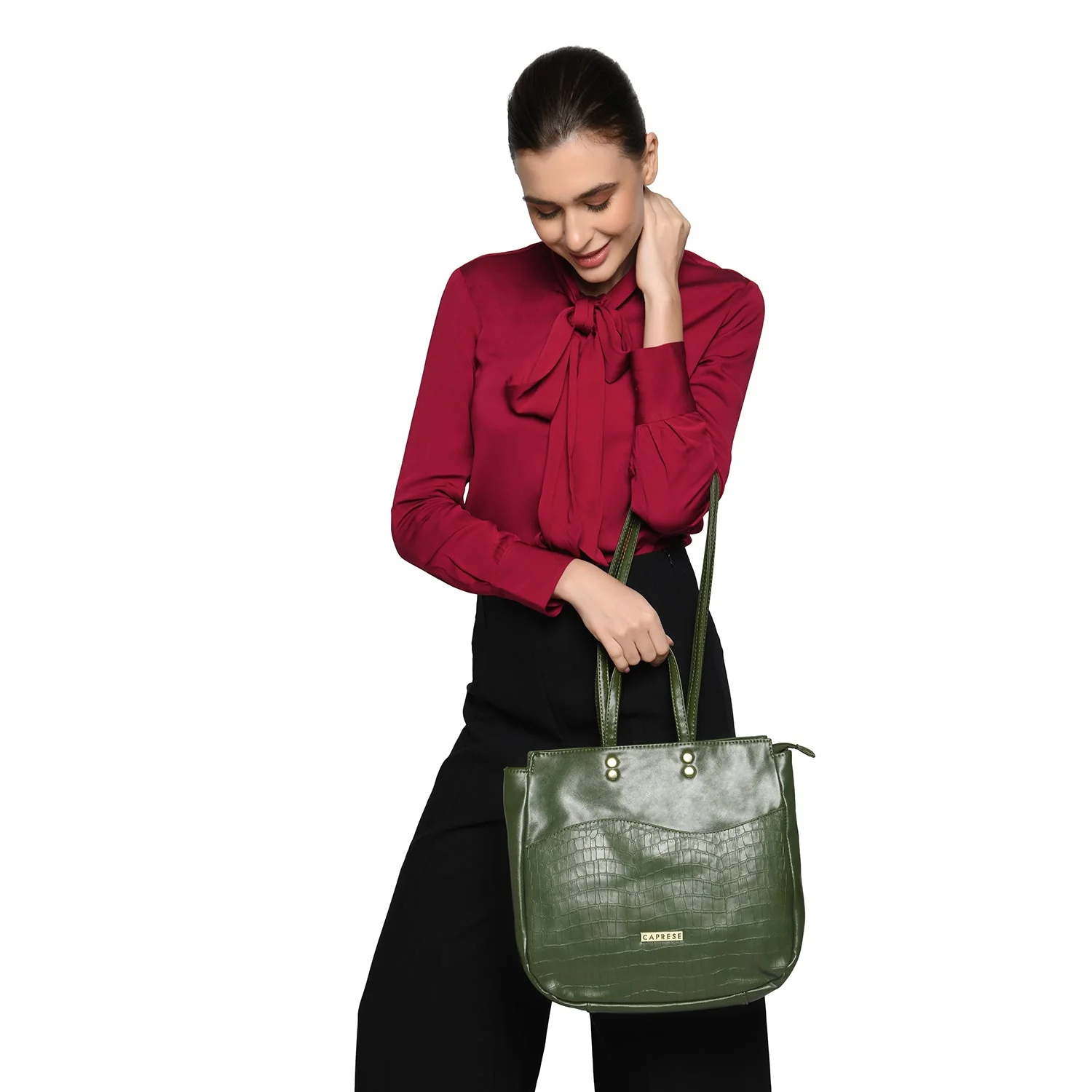 Caprese Tio Large Olive Tote Bag - Image 2